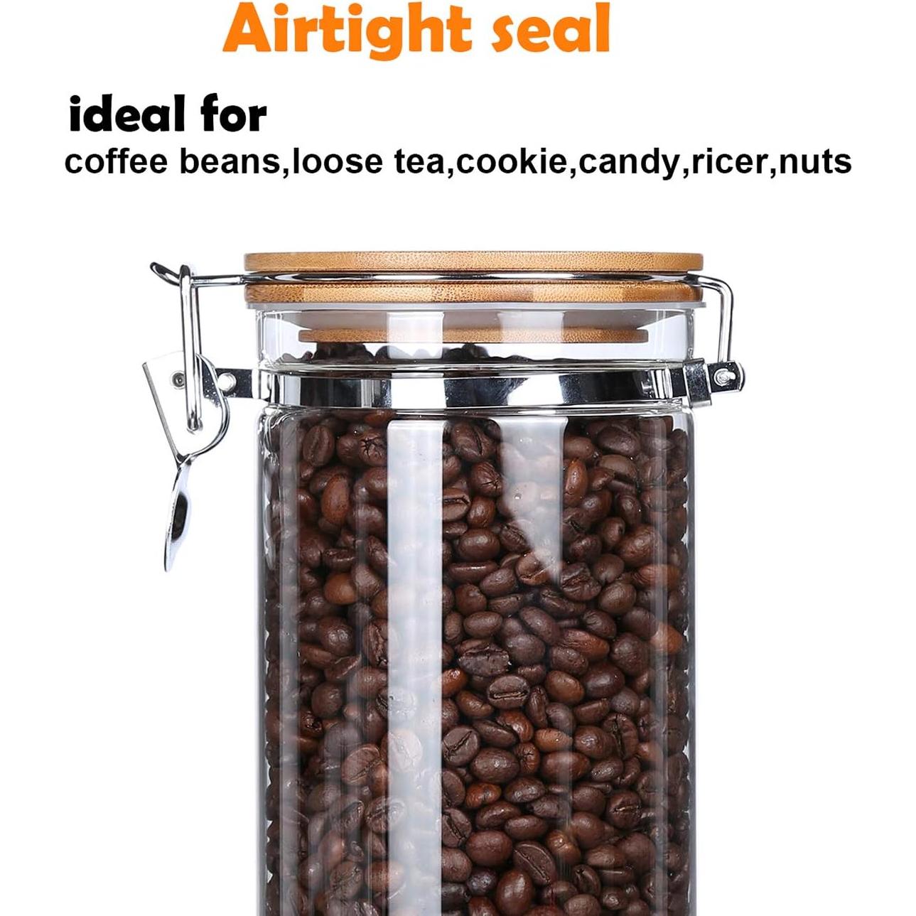 Tarros de Almacenamiento de Vidrio KKC 1200ml con Tapa de Bambú