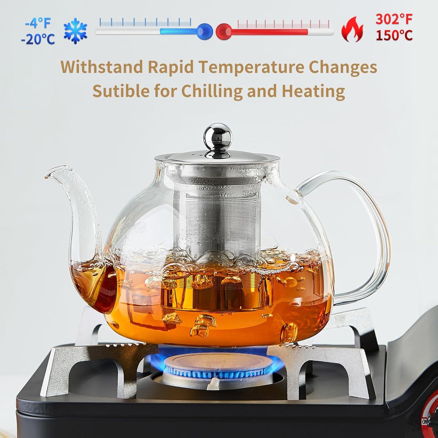 Tetera de Vidrio Borosilicato DOPUDO 1200ml con Infusor