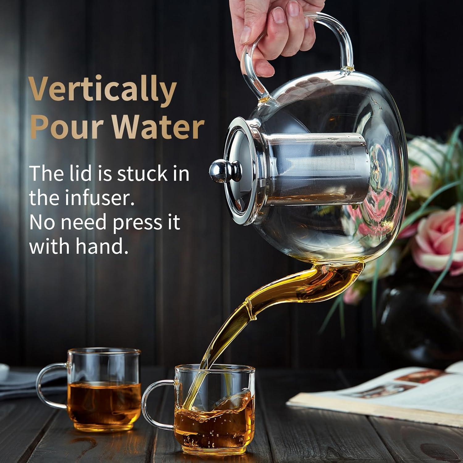 Tetera de Vidrio Borosilicato DOPUDO 1200ml con Infusor