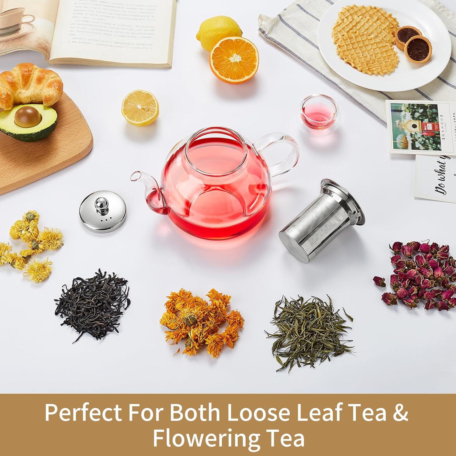 Tetera de Vidrio Borosilicato DOPUDO 1200ml con Infusor