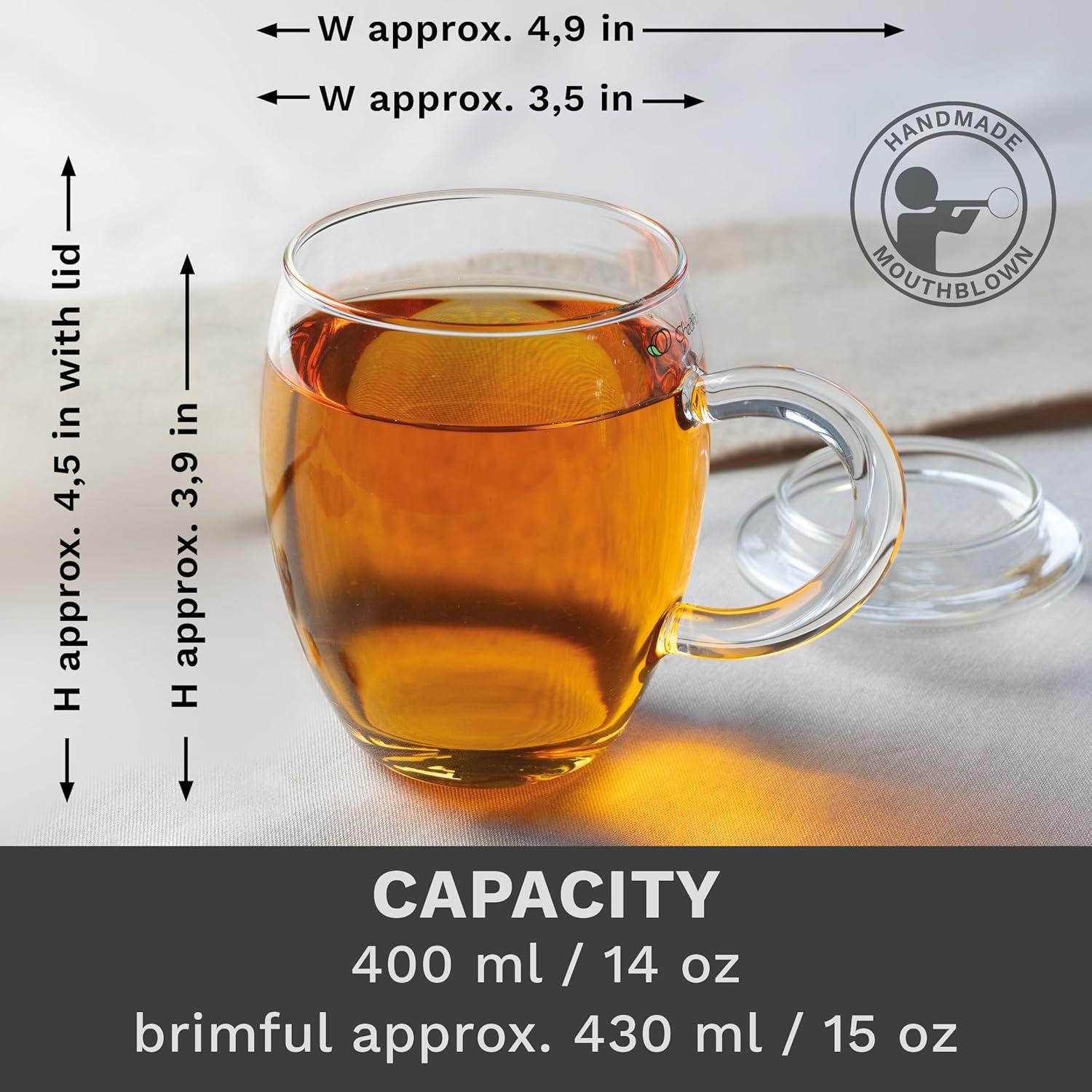 Vaso de Té Creano 400ml con Infusor y Tapa - Apto Microondas