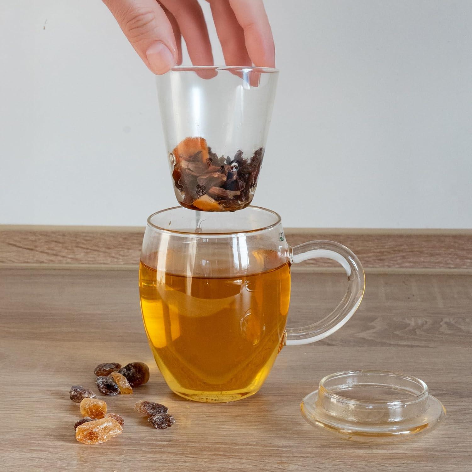 Vaso de Té Creano 400ml con Infusor y Tapa - Apto Microondas