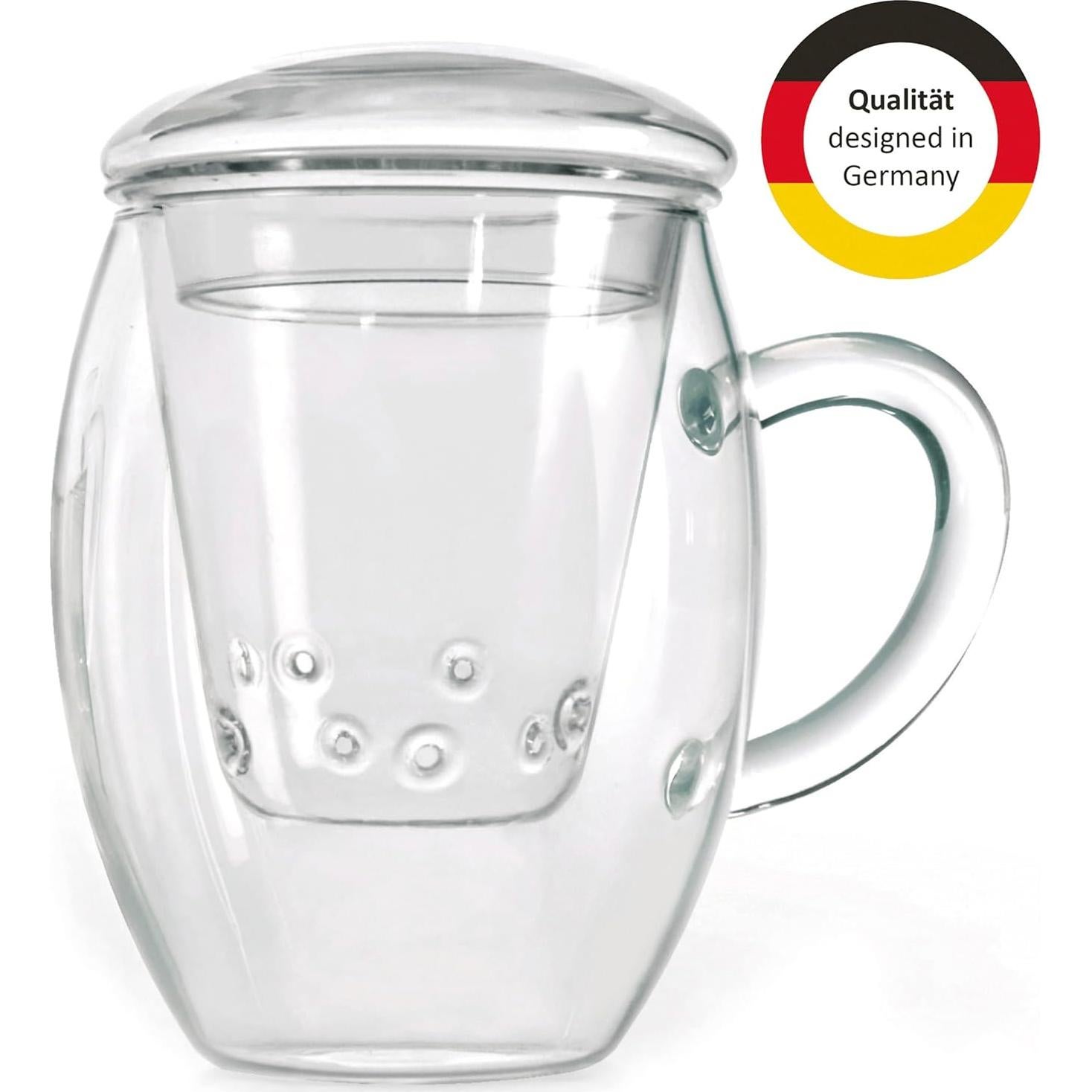 Vaso de Té Creano 400ml con Infusor y Tapa - Apto Microondas