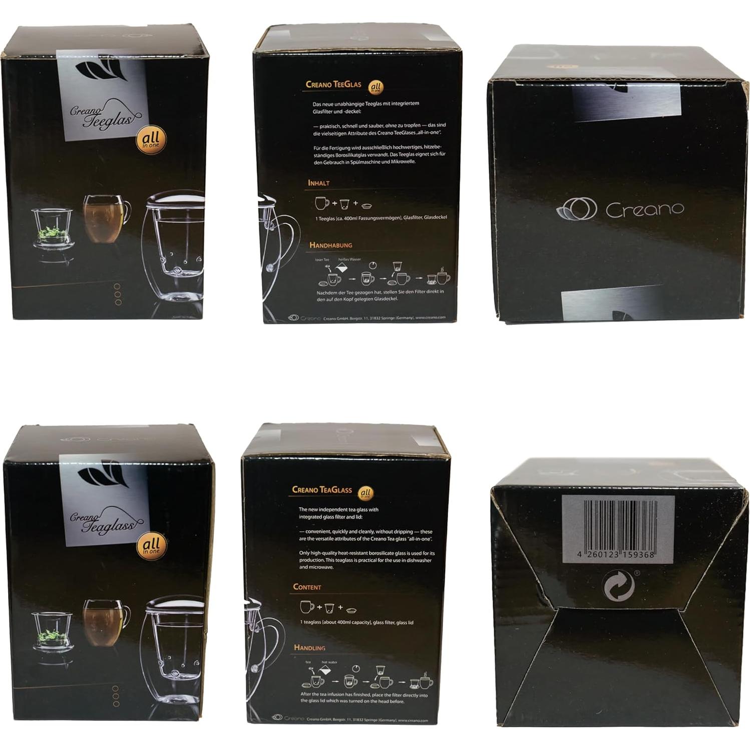 Vaso de Té Creano 400ml con Infusor y Tapa - Apto Microondas