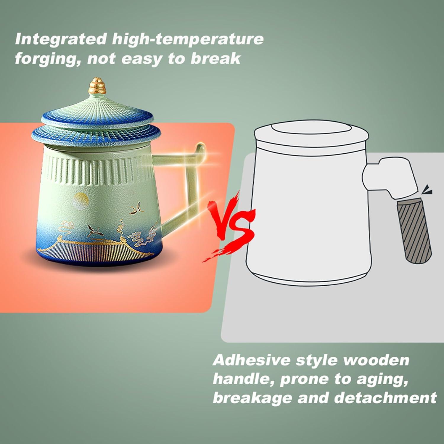 Taza de té con infusor y tapa Coolpei 418ml cerámica azul