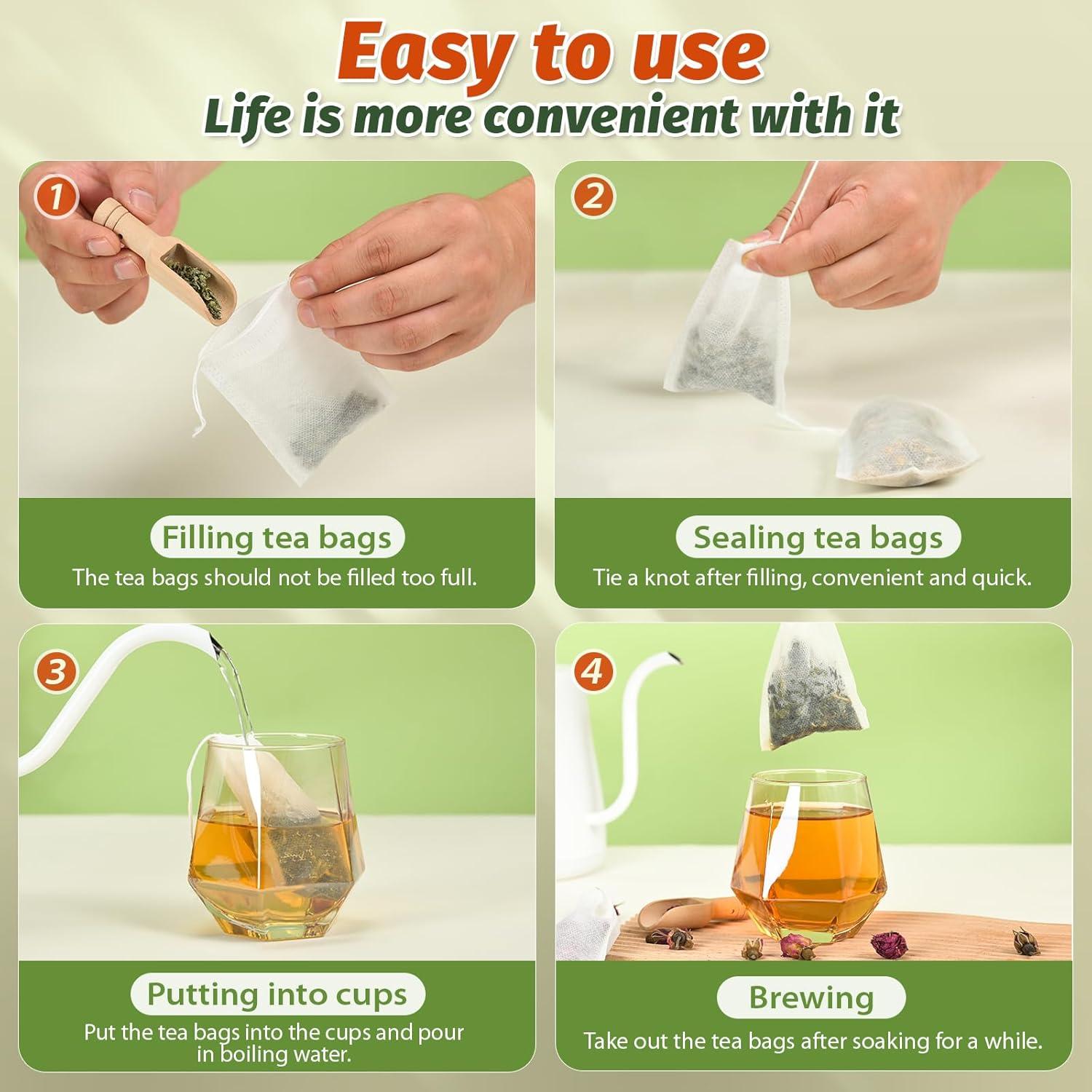 300 Bolsas de Té Desechables TOINSIX 9x7 cm para Infusiones