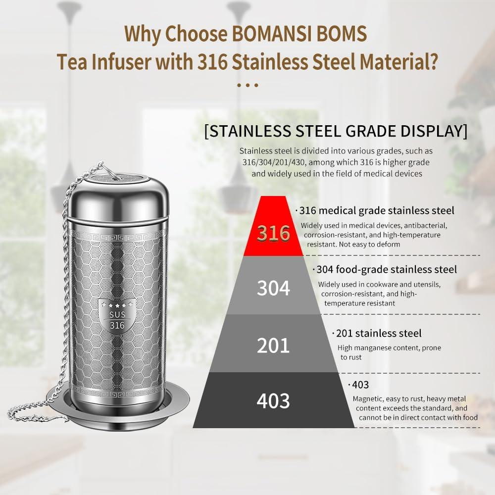 Infusor de Té Suelto BOMANSI BOMS Grande Acero Inoxidable 316