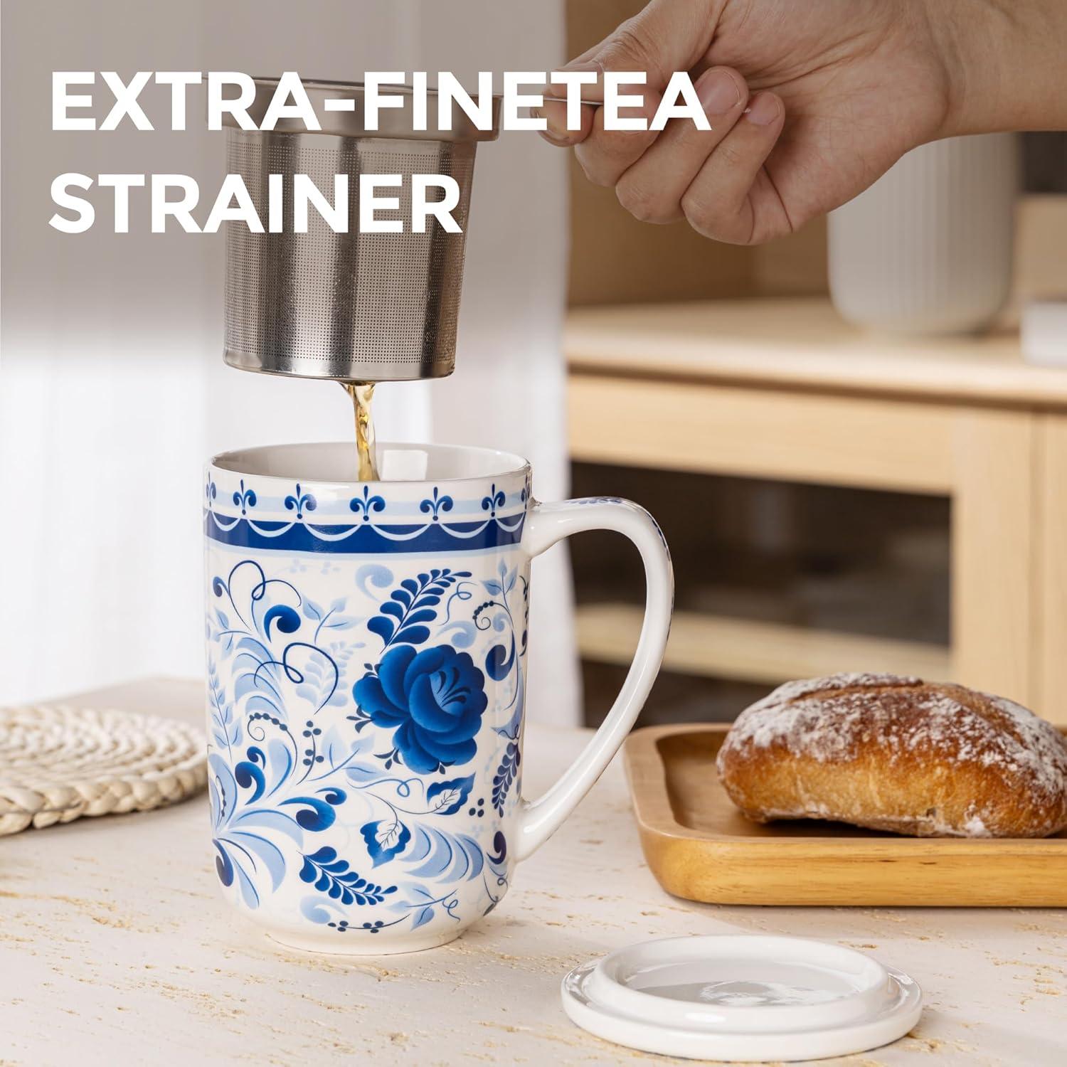 Taza de Té GBHOME con Infusor y Tapa 532 ml Cerámica
