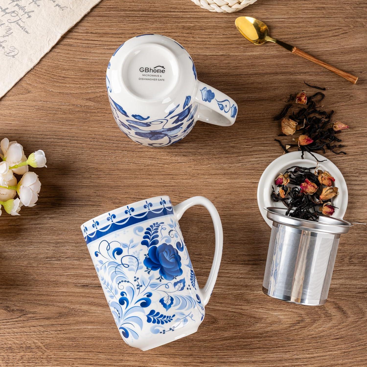 Taza de Té GBHOME con Infusor y Tapa 532 ml Cerámica