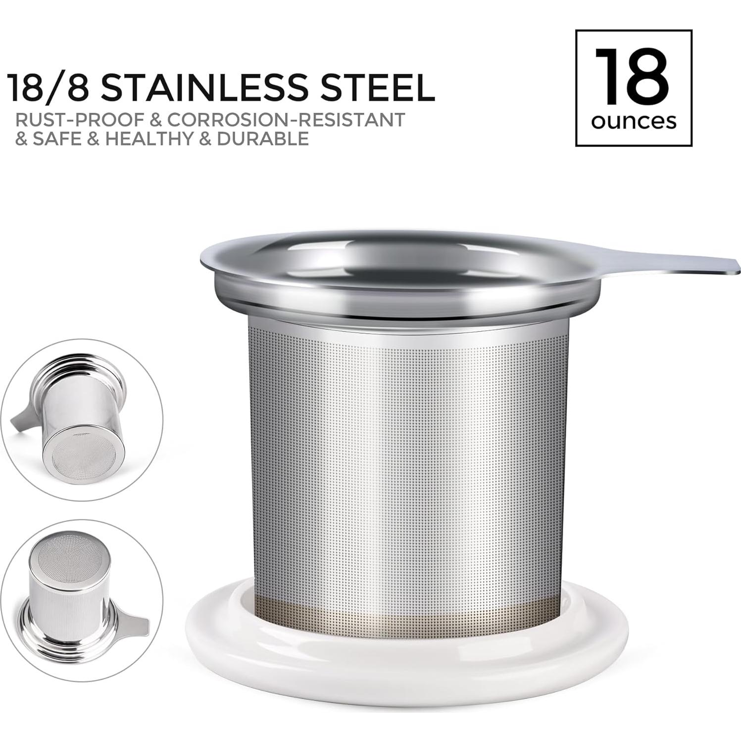 Taza de Té GBHOME con Infusor y Tapa 532 ml Cerámica