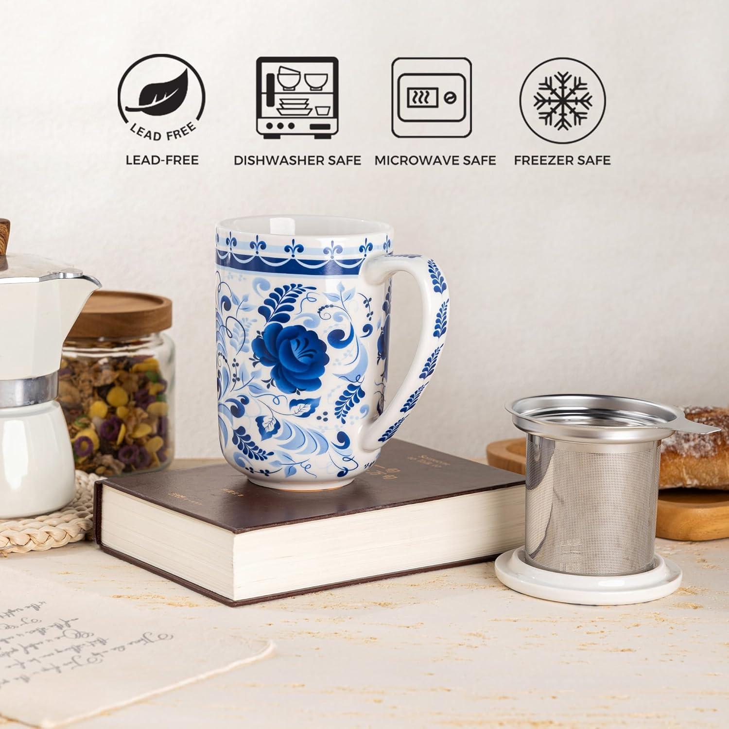 Taza de Té GBHOME con Infusor y Tapa 532 ml Cerámica