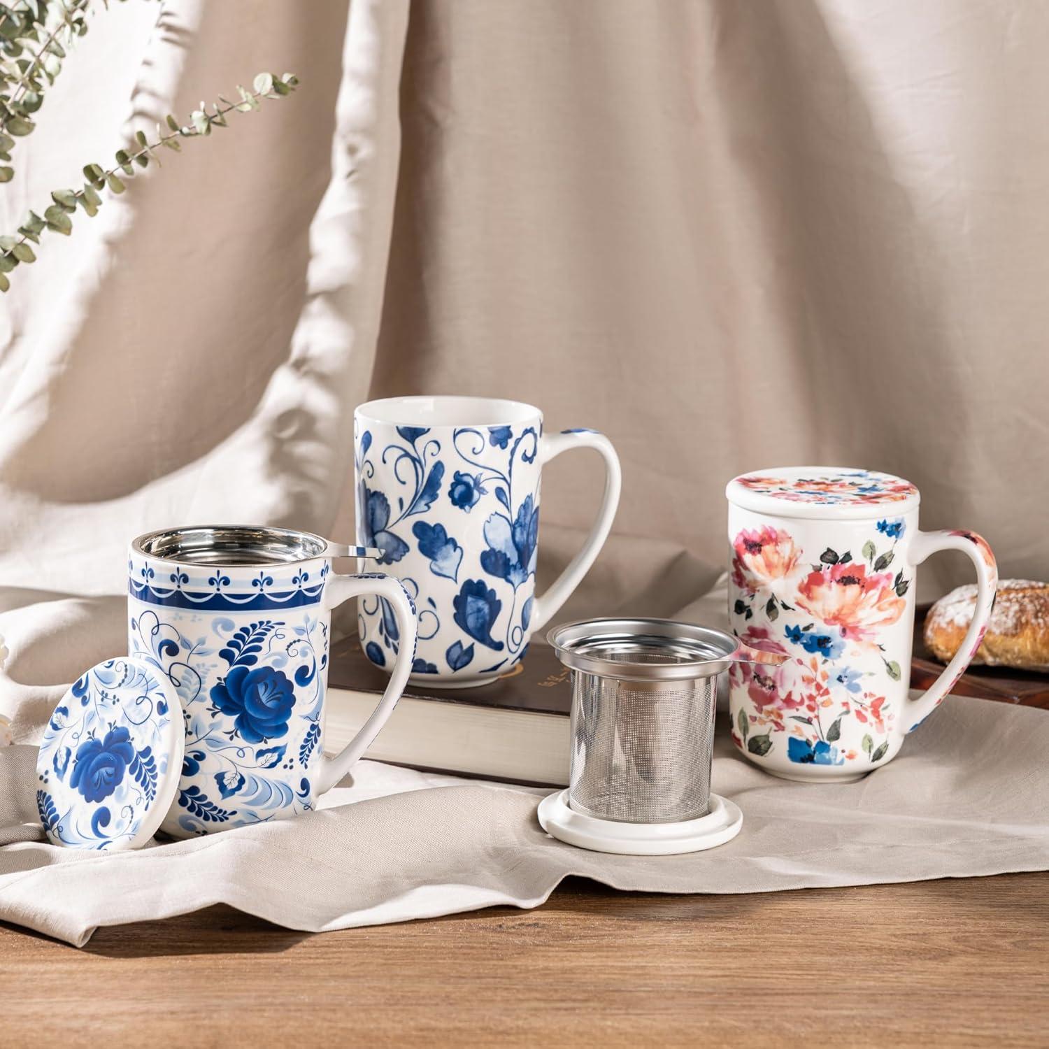 Taza de Té GBHOME con Infusor y Tapa 532 ml Cerámica