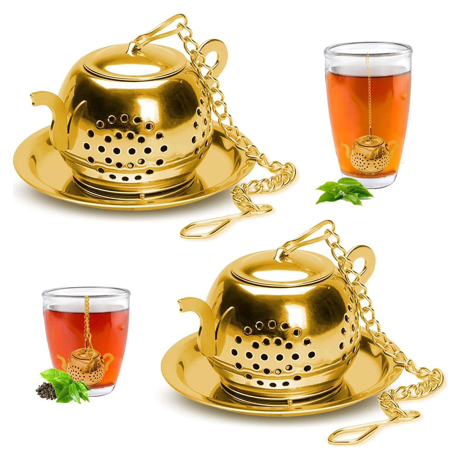 Infusor de Té SureOBliss 2PCS Acero Inoxidable Oro