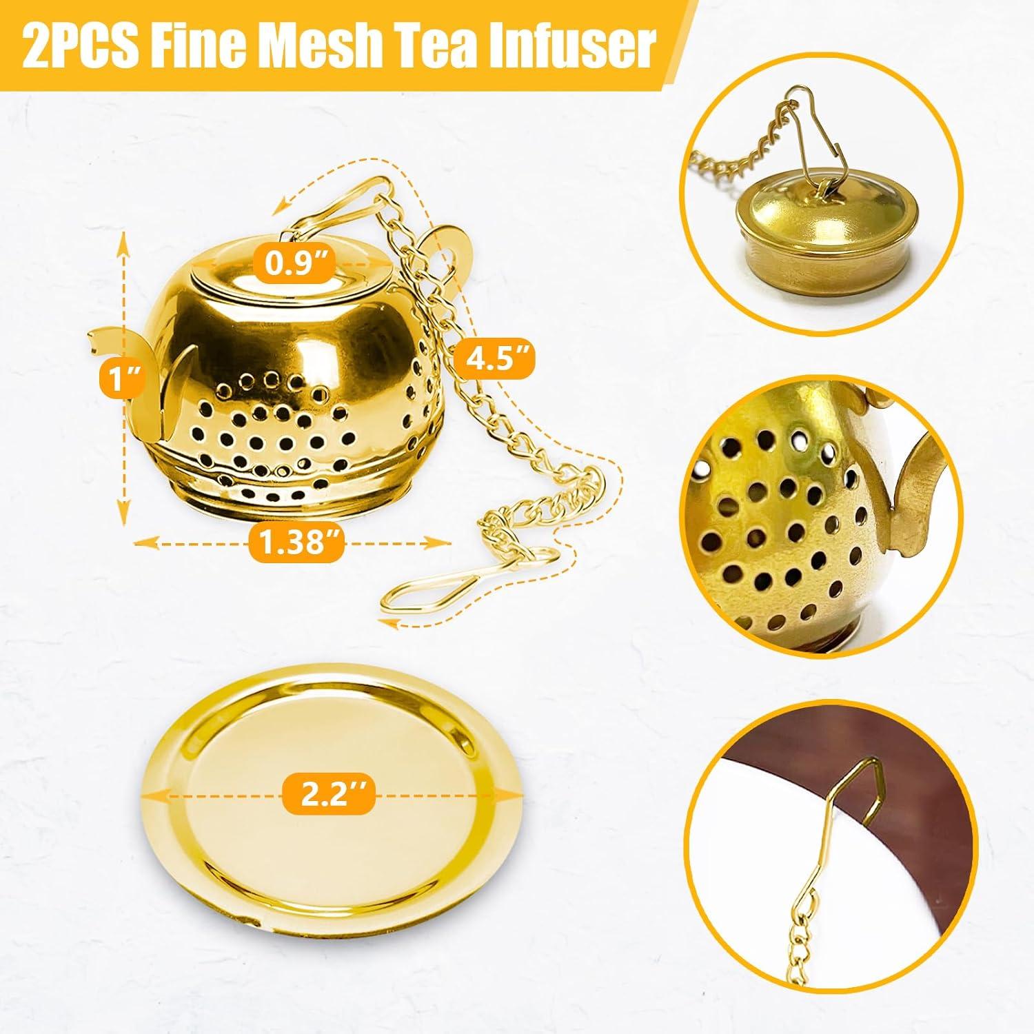 Infusor de Té SureOBliss 2PCS Acero Inoxidable Oro