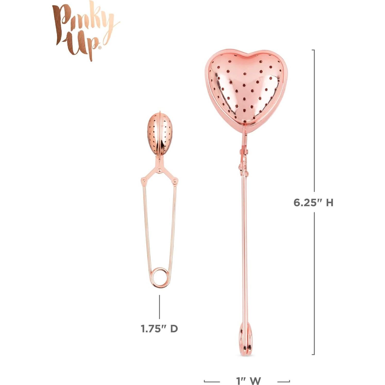 Infusor de Té Rosa Dorado Pinky Up Corazón Acero Inoxidable
