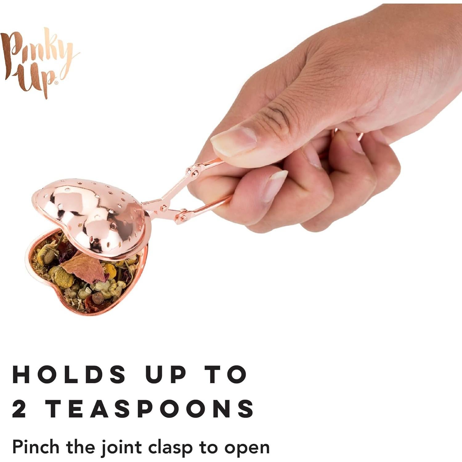 Infusor de Té Rosa Dorado Pinky Up Corazón Acero Inoxidable