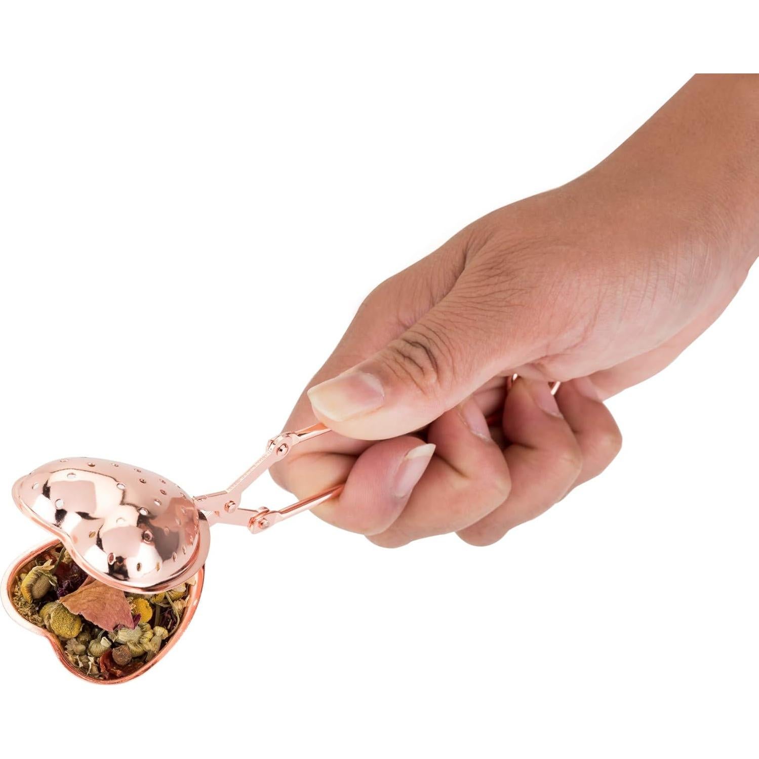 Infusor de Té Rosa Dorado Pinky Up Corazón Acero Inoxidable