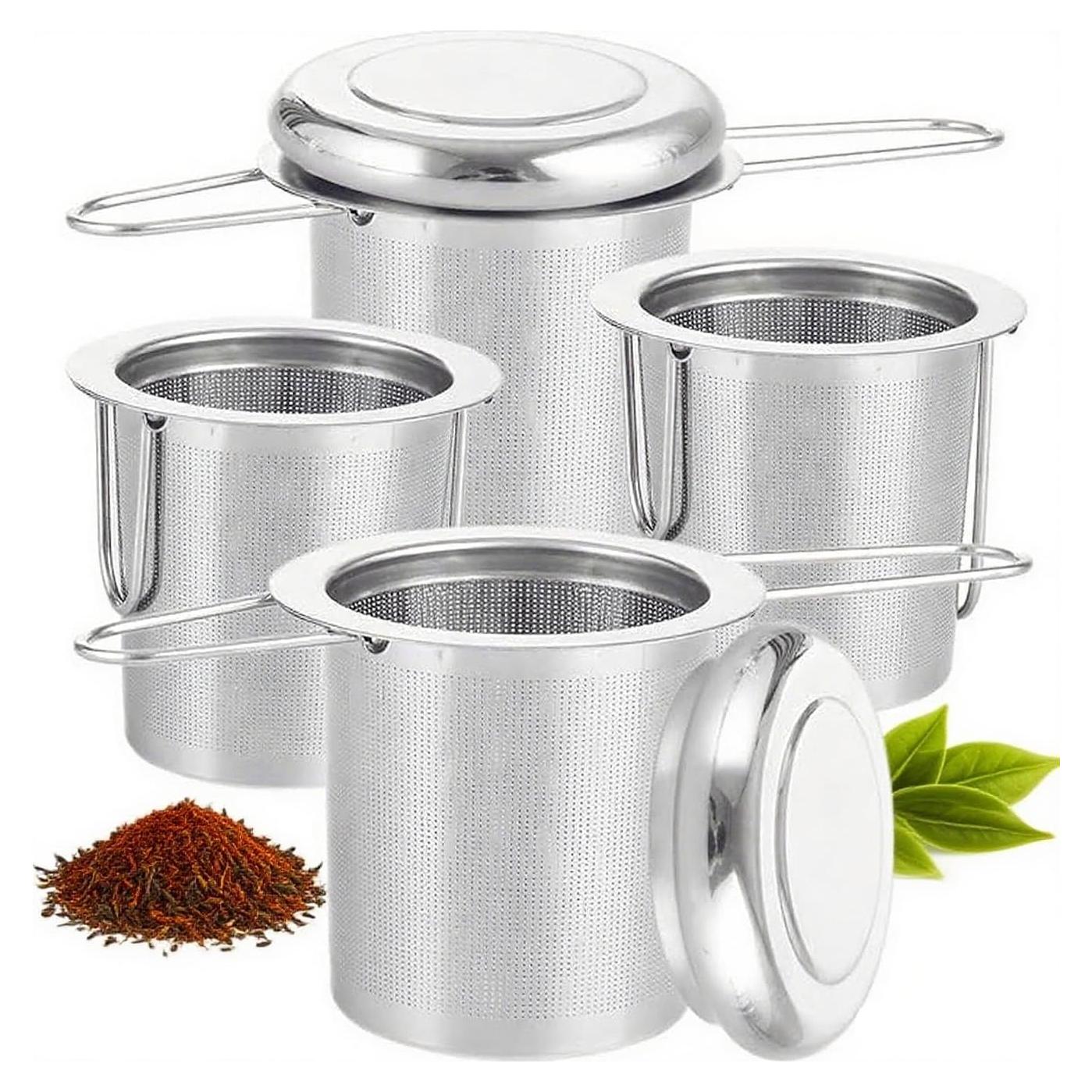 4 Coladores de Té Oungy Acero Inoxidable 304 Mango Plegable