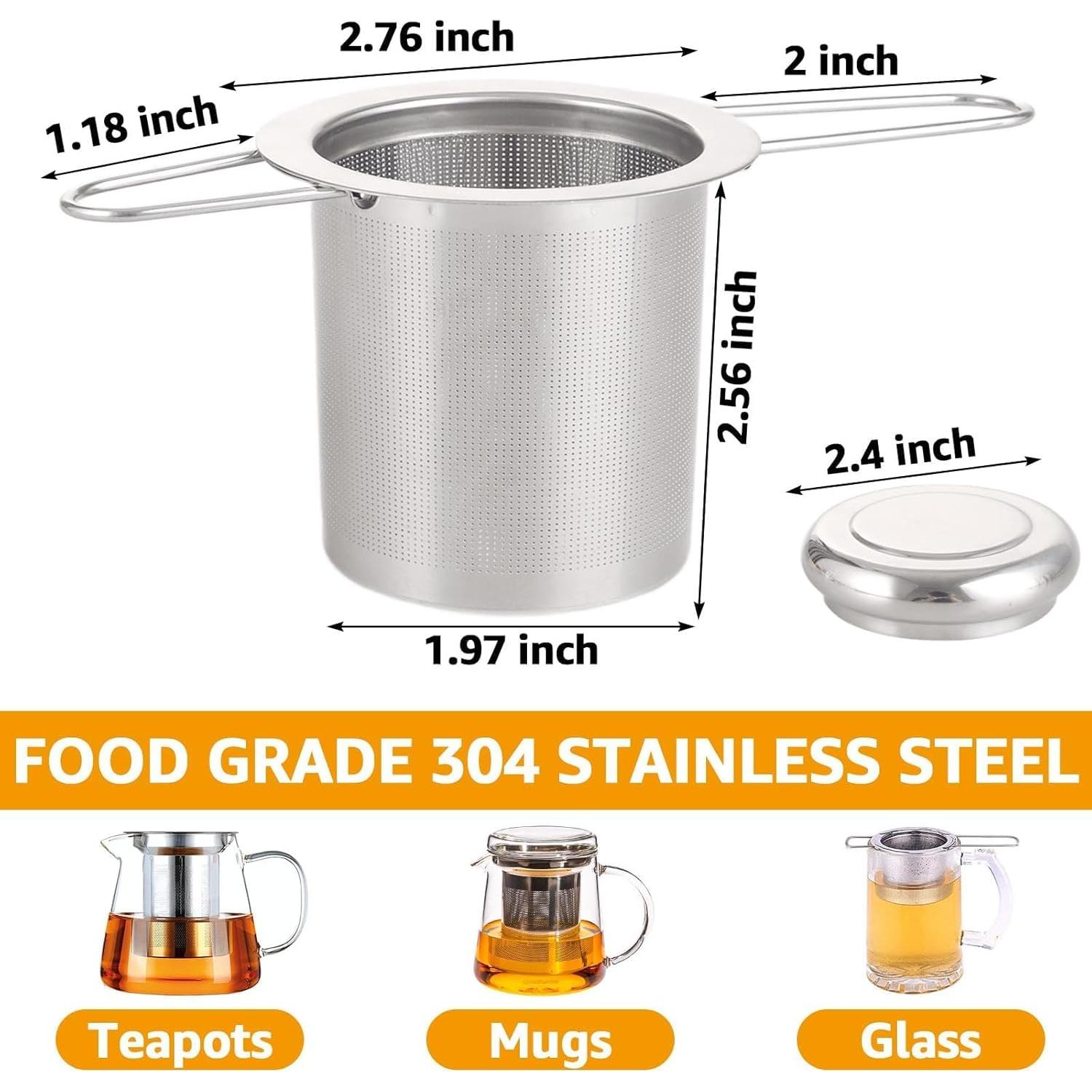 4 Coladores de Té Oungy Acero Inoxidable 304 Mango Plegable