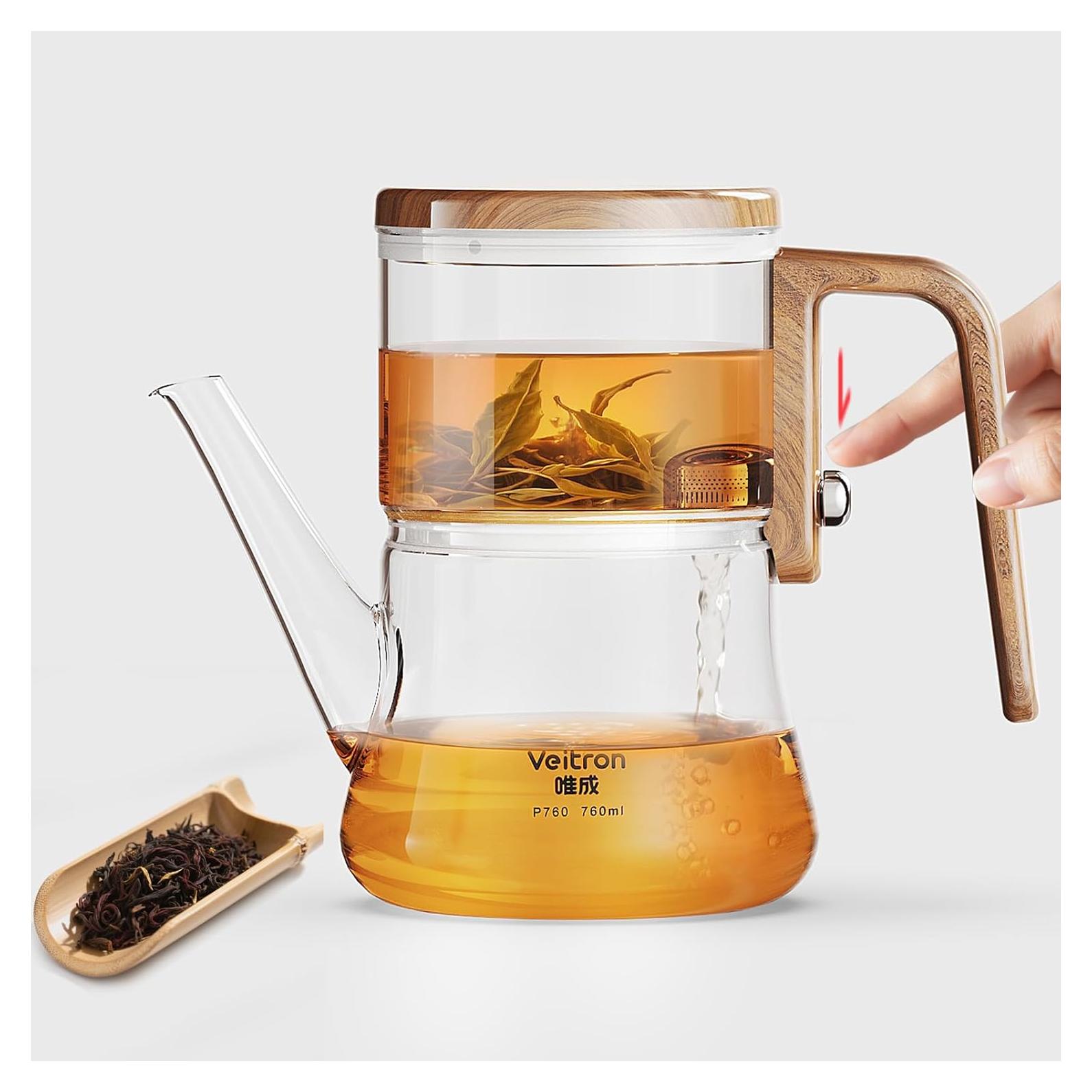 Tetera de Vidrio Veitron 760ml con Infusor Magnético