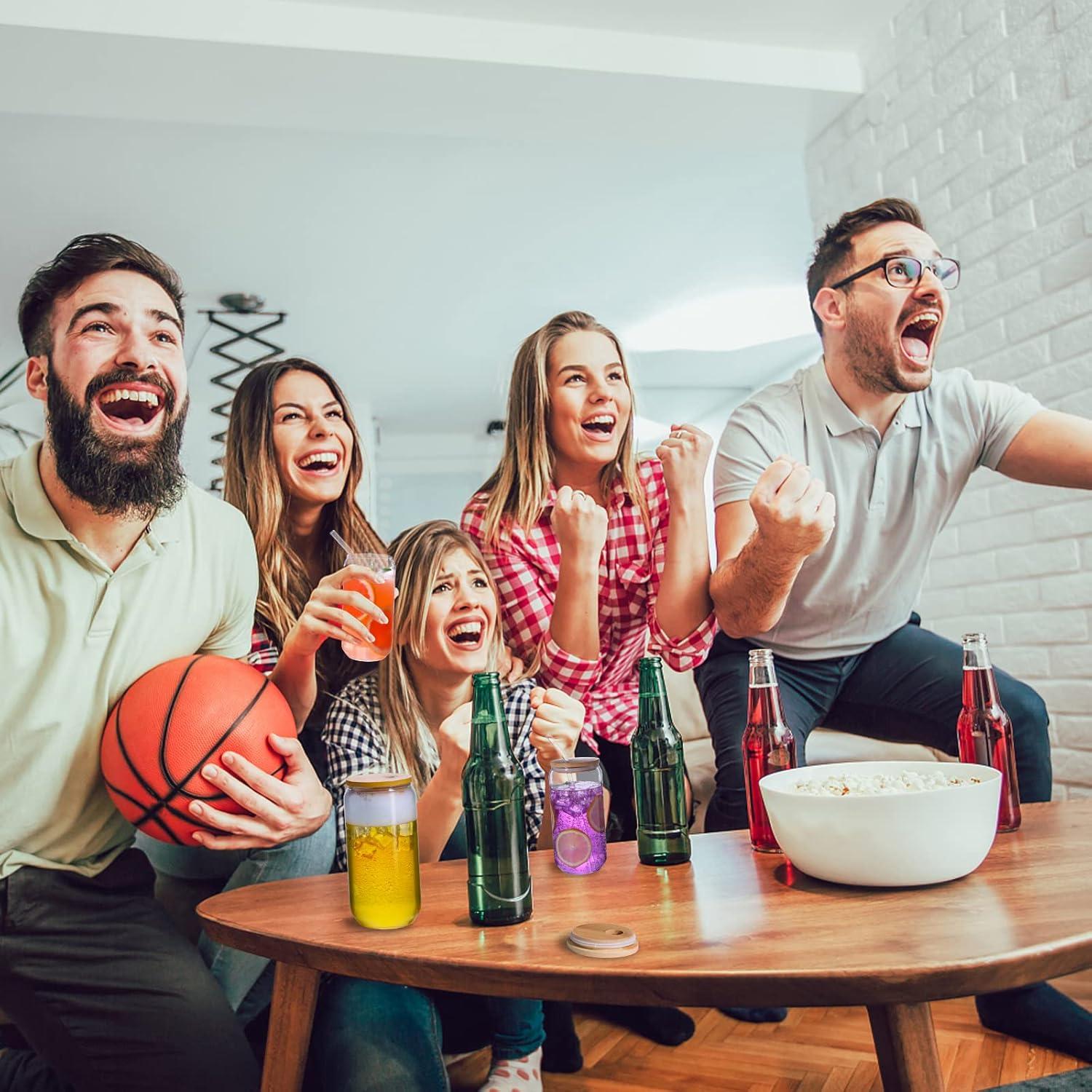 Vaso de Vidrio 16oz Kxuhivc con Tapa de Bambú y Popote