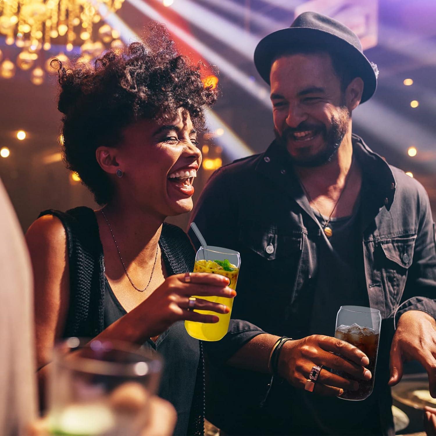 Vaso de Vidrio 16oz Kxuhivc con Tapa de Bambú y Popote