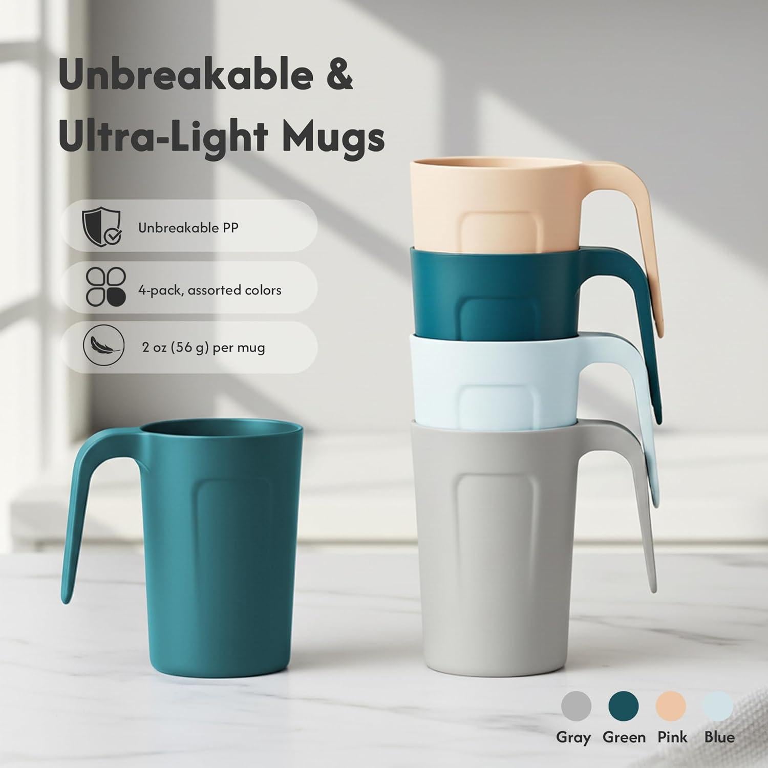 Set de 4 Tazas de Plástico Reutilizables 12 oz Zoeynex