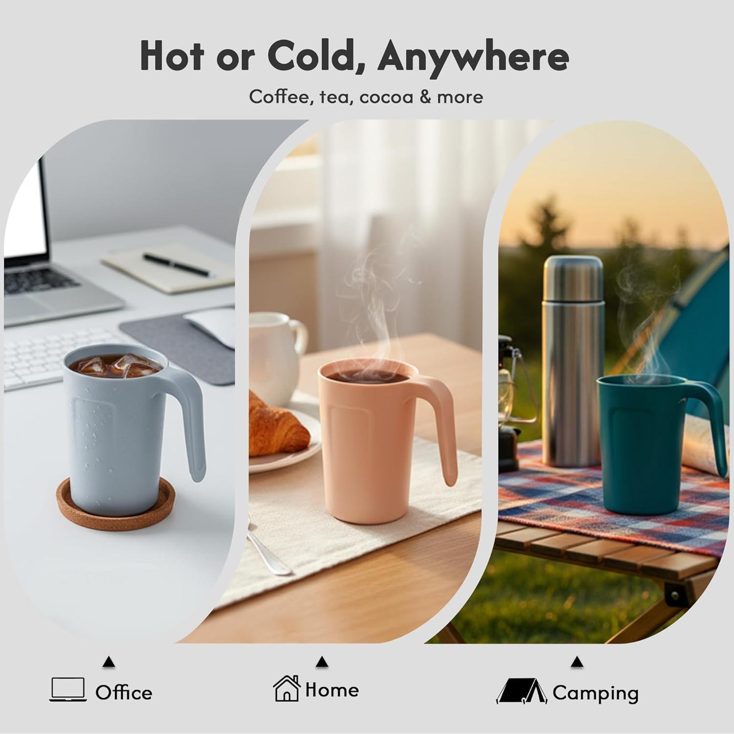 Set de 4 Tazas de Plástico Reutilizables 12 oz Zoeynex