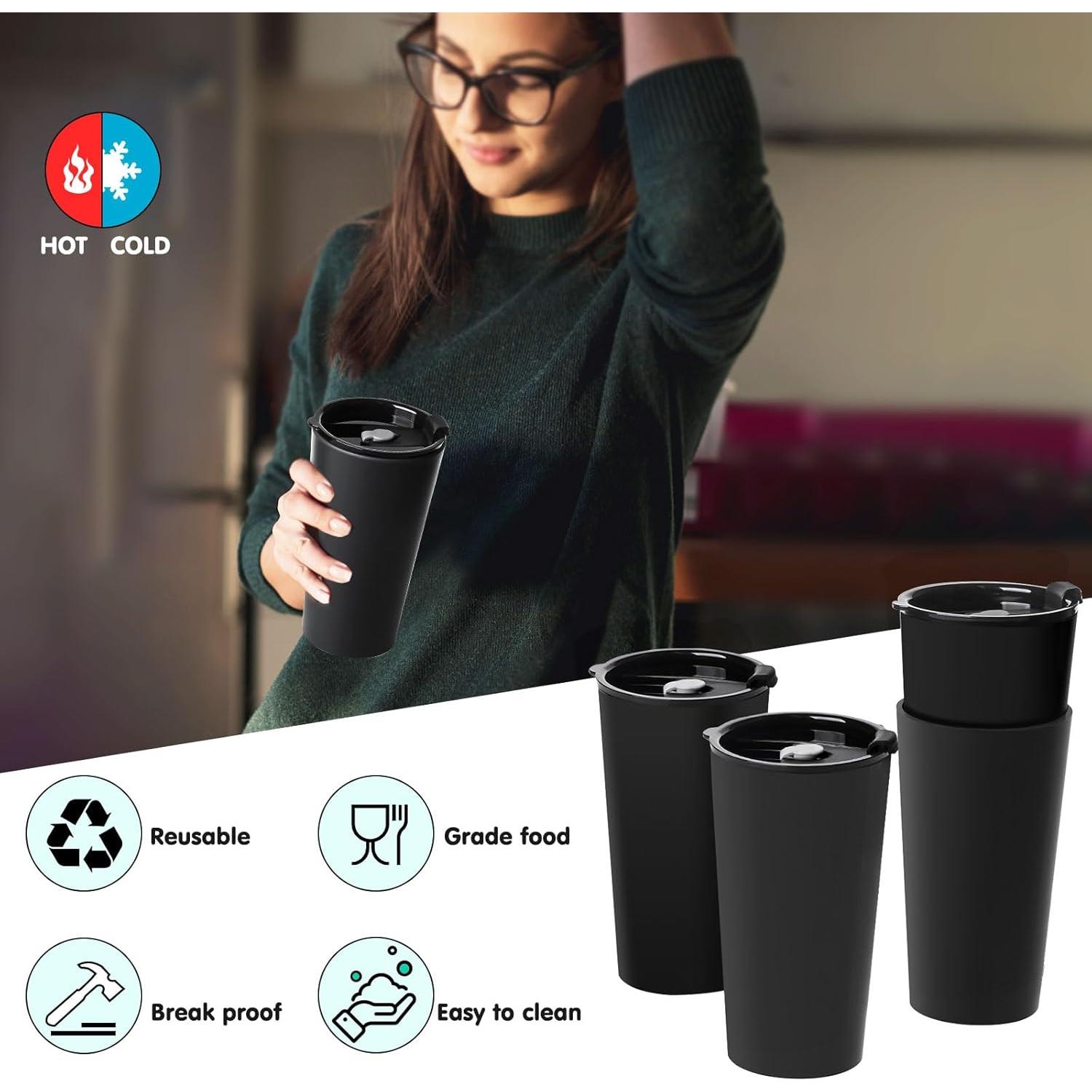 Juego de 4 Tazas de Café Reutilizables Greentainer 600 ml