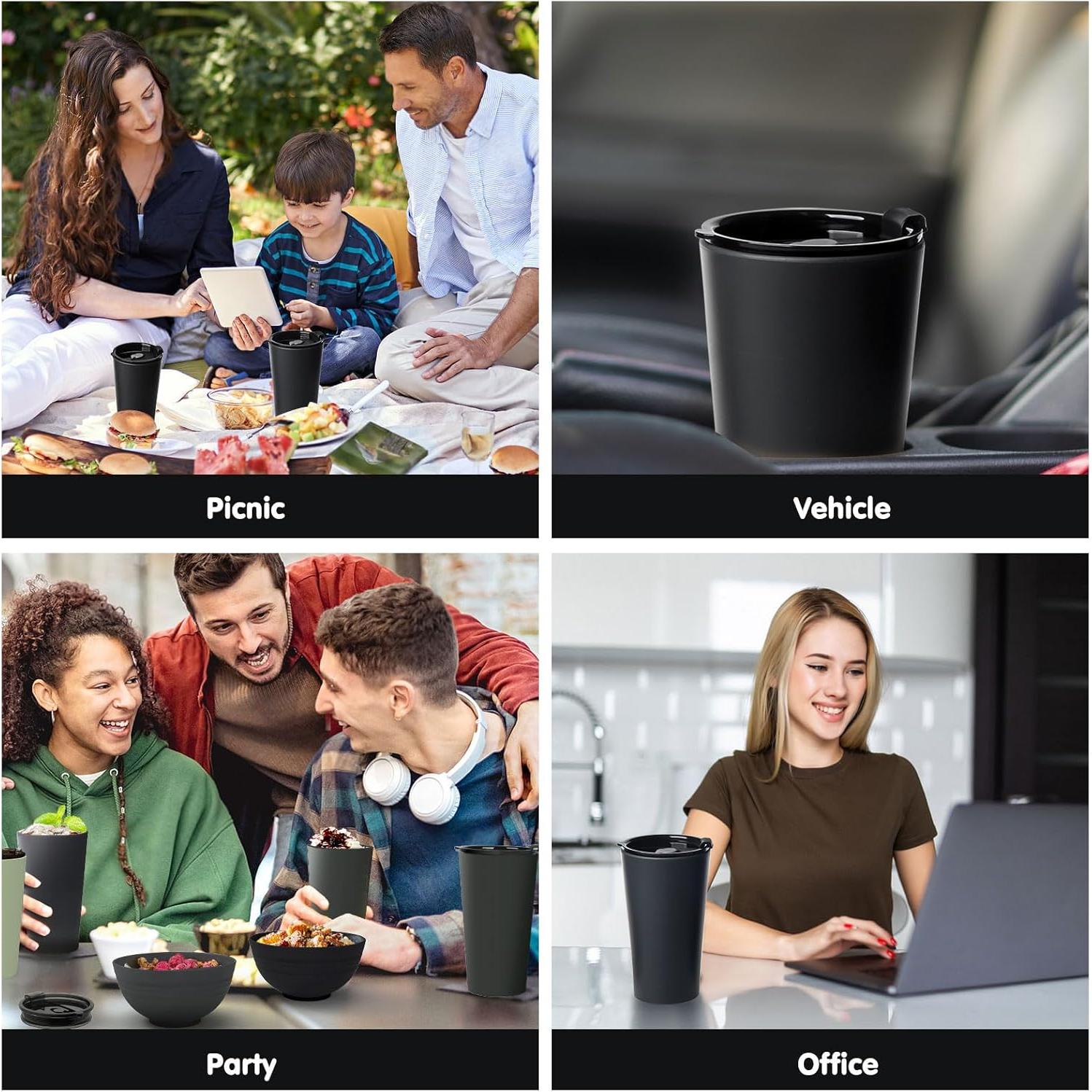 Juego de 4 Tazas de Café Reutilizables Greentainer 600 ml