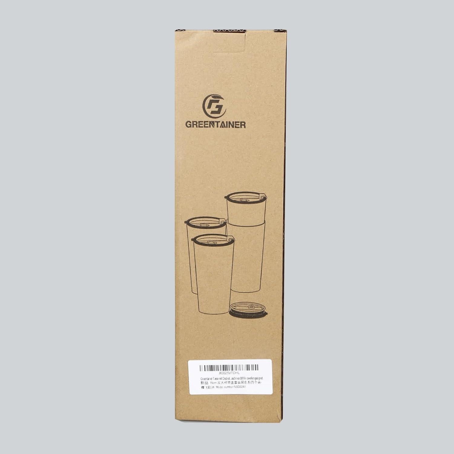 Juego de 4 Tazas de Café Reutilizables Greentainer 600 ml