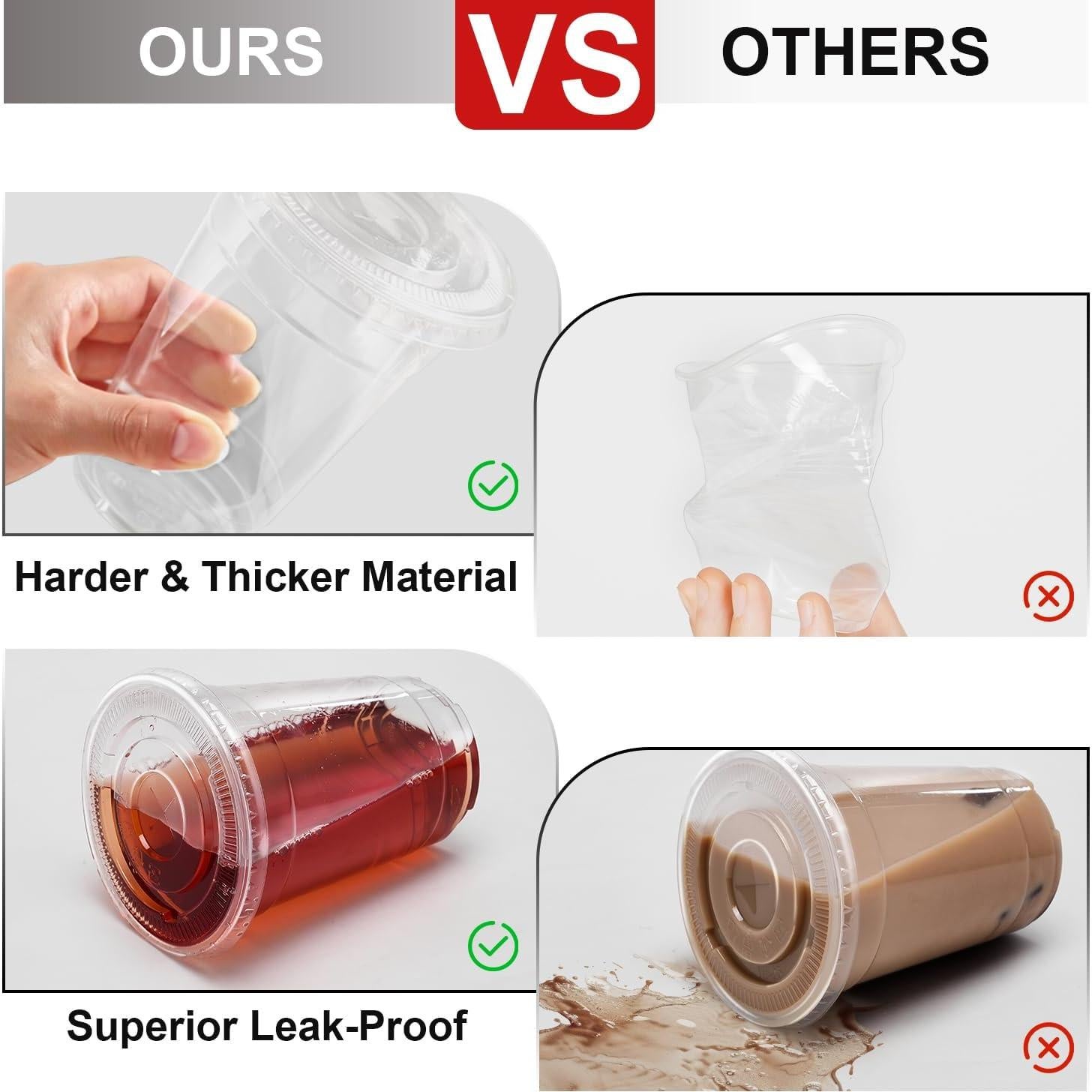 Paquete de 100 vasos desechables Huifany 480 ml con tapas y popotes