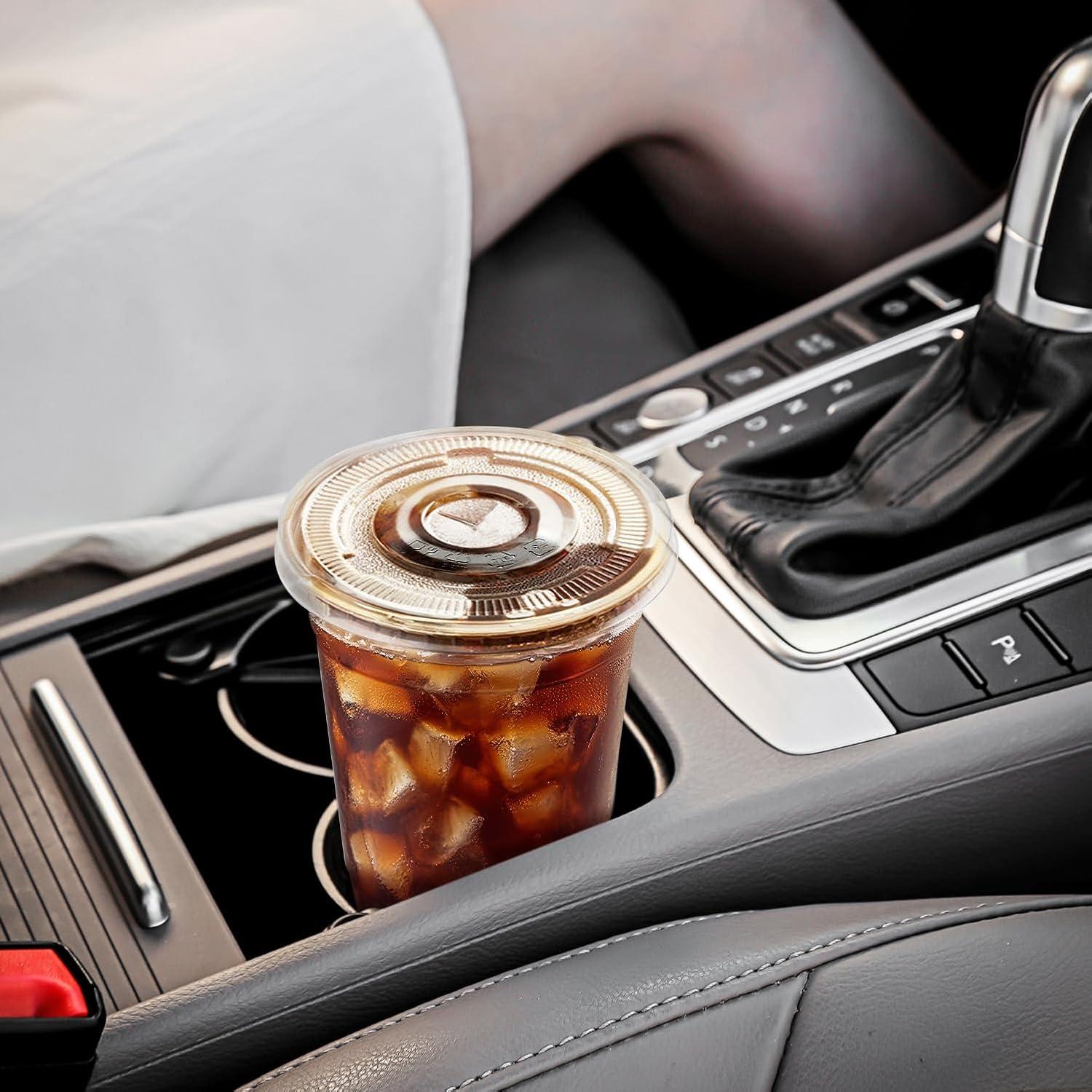 Paquete de 100 vasos desechables Huifany 480 ml con tapas y popotes