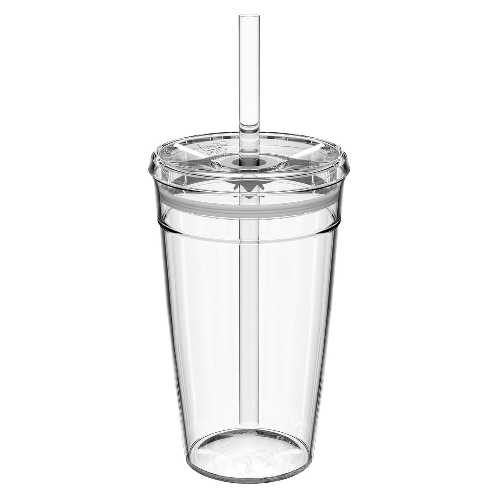 KeepCup Taza Reutilizable 16oz Plástico Transparente con Pajilla