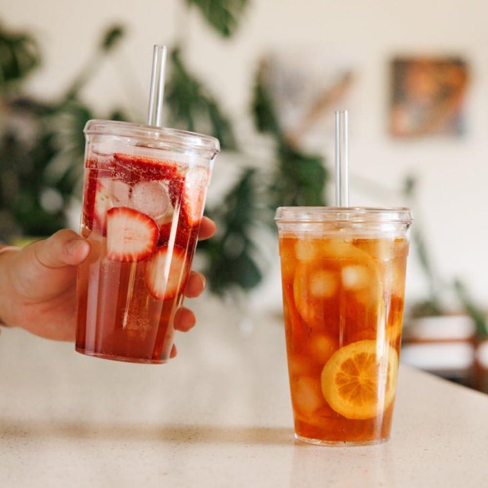 KeepCup Taza Reutilizable 16oz Plástico Transparente con Pajilla