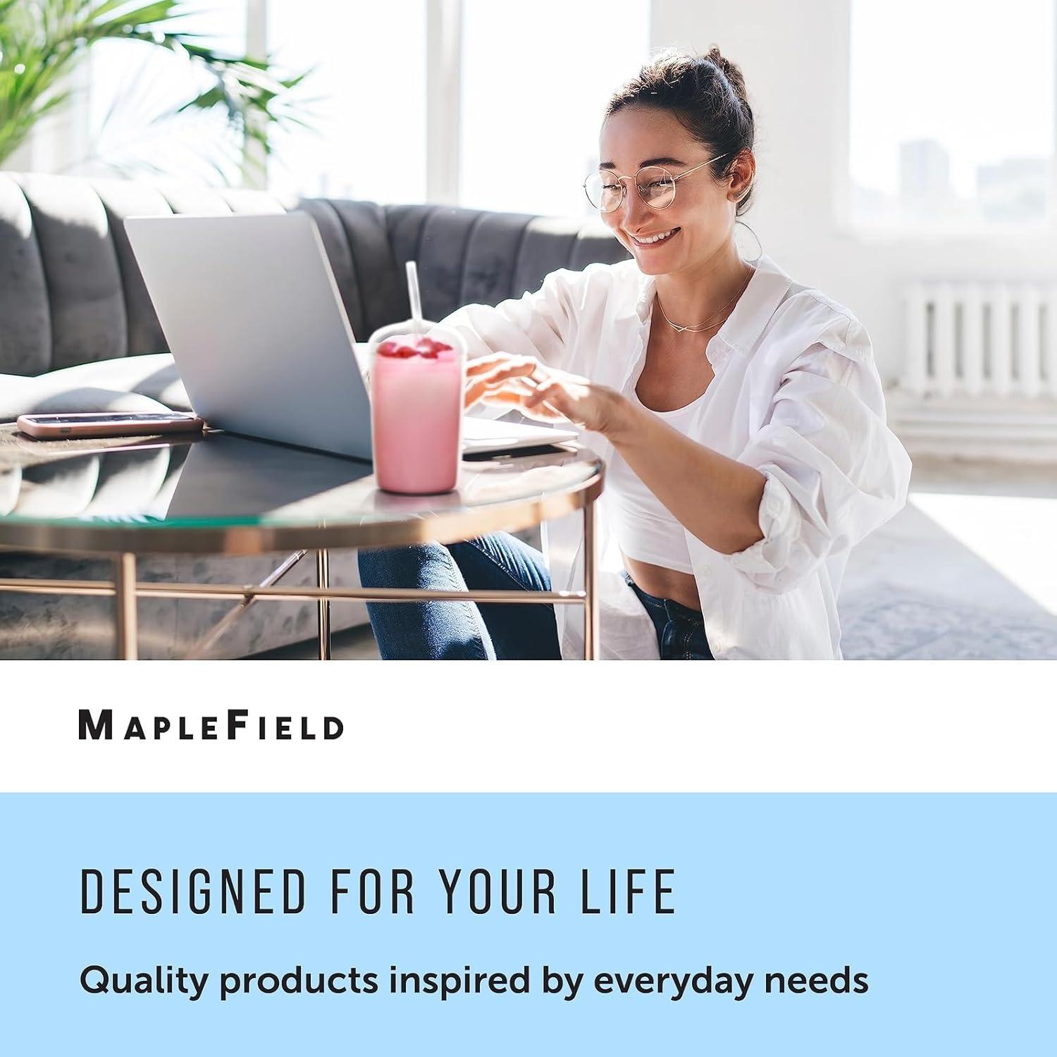 Vaso de vidrio Maplefield 473ml con tapa de domo y popote