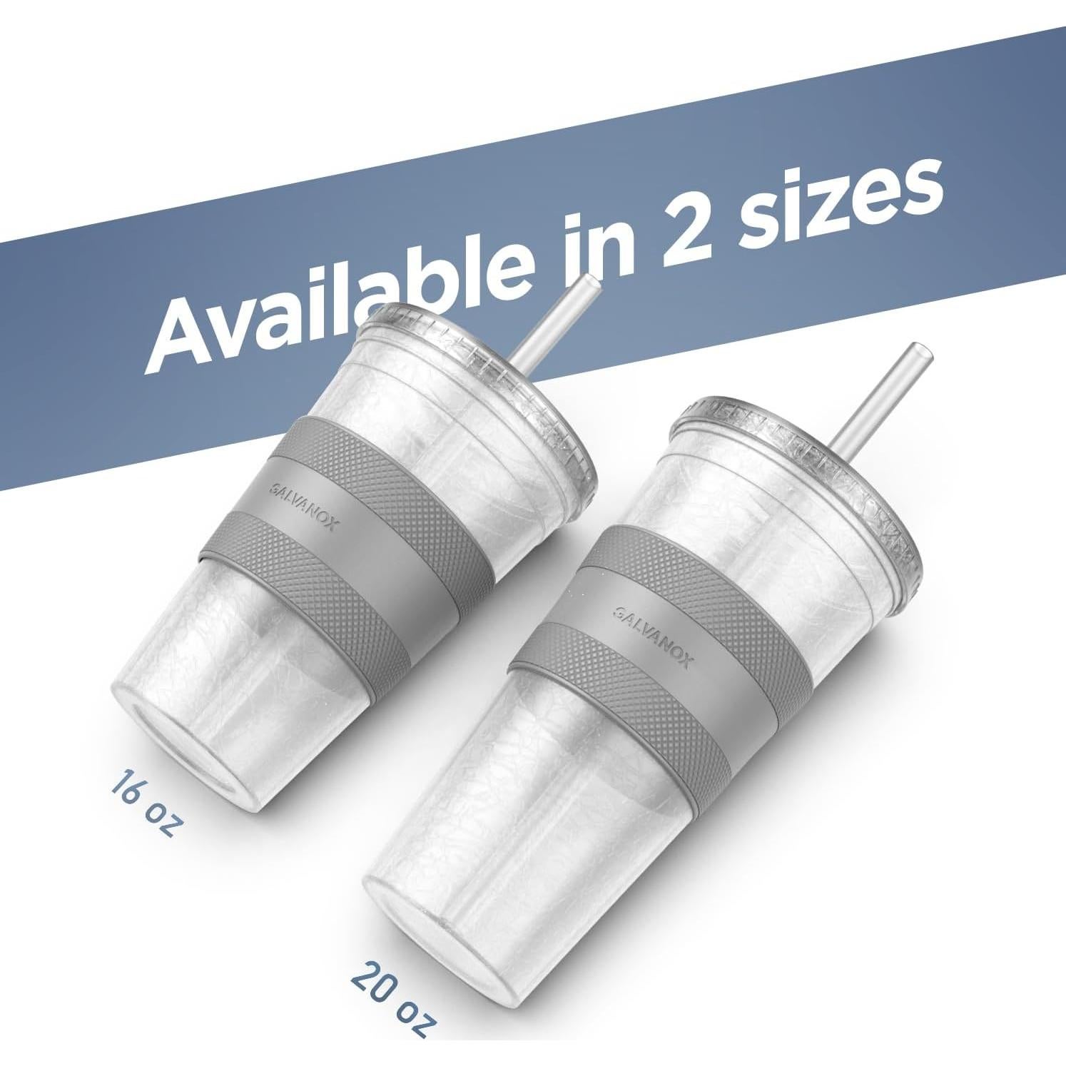 Vaso de Café Helado Reutilizable GALVANOX 591 ml con Tapa y Pajilla