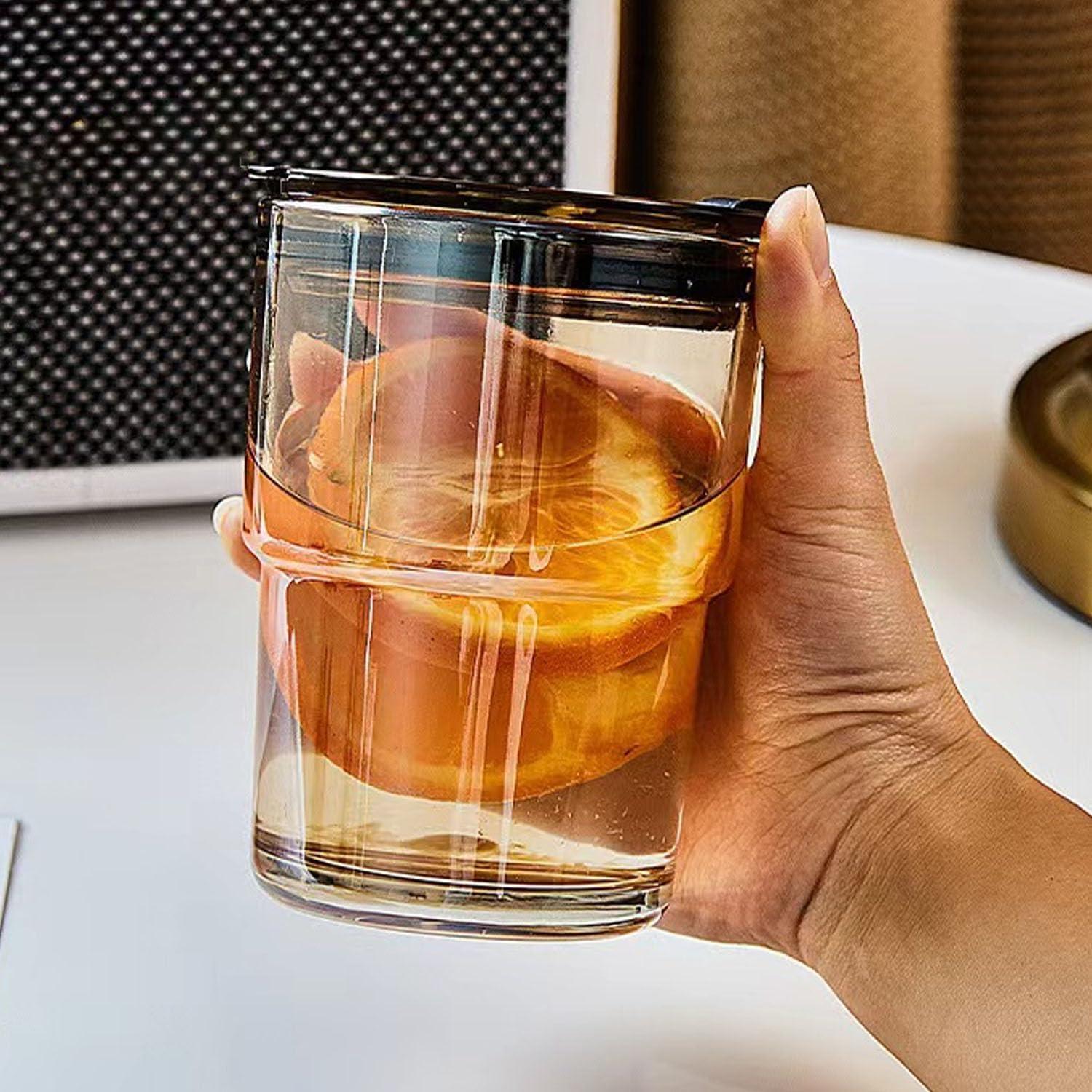 Taza de vidrio 400ml LEKAYIHU con tapa y popote Ámbar