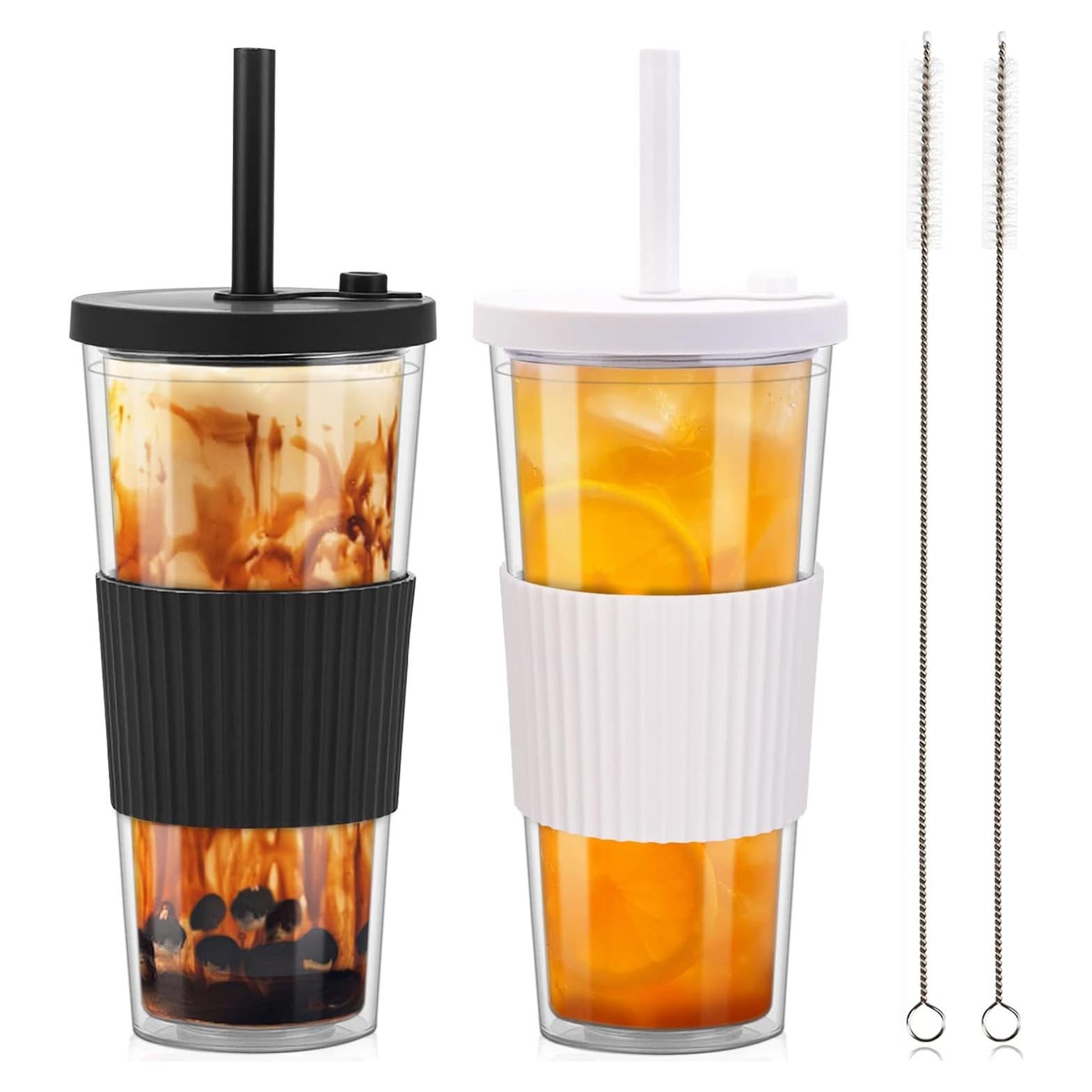 Paquete de 2 Tazas Reutilizables UHAPEER 24oz con Popote