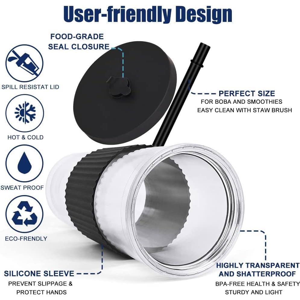 Paquete de 2 Tazas Reutilizables UHAPEER 24oz con Popote