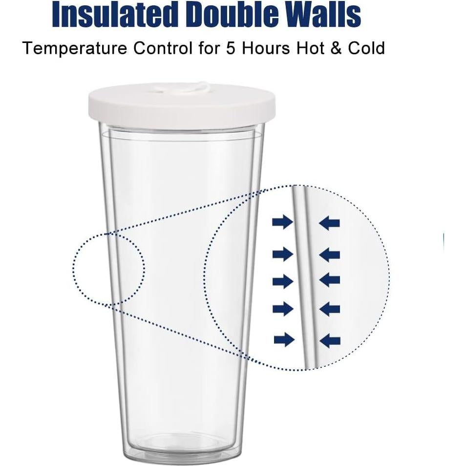 Paquete de 2 Tazas Reutilizables UHAPEER 24oz con Popote