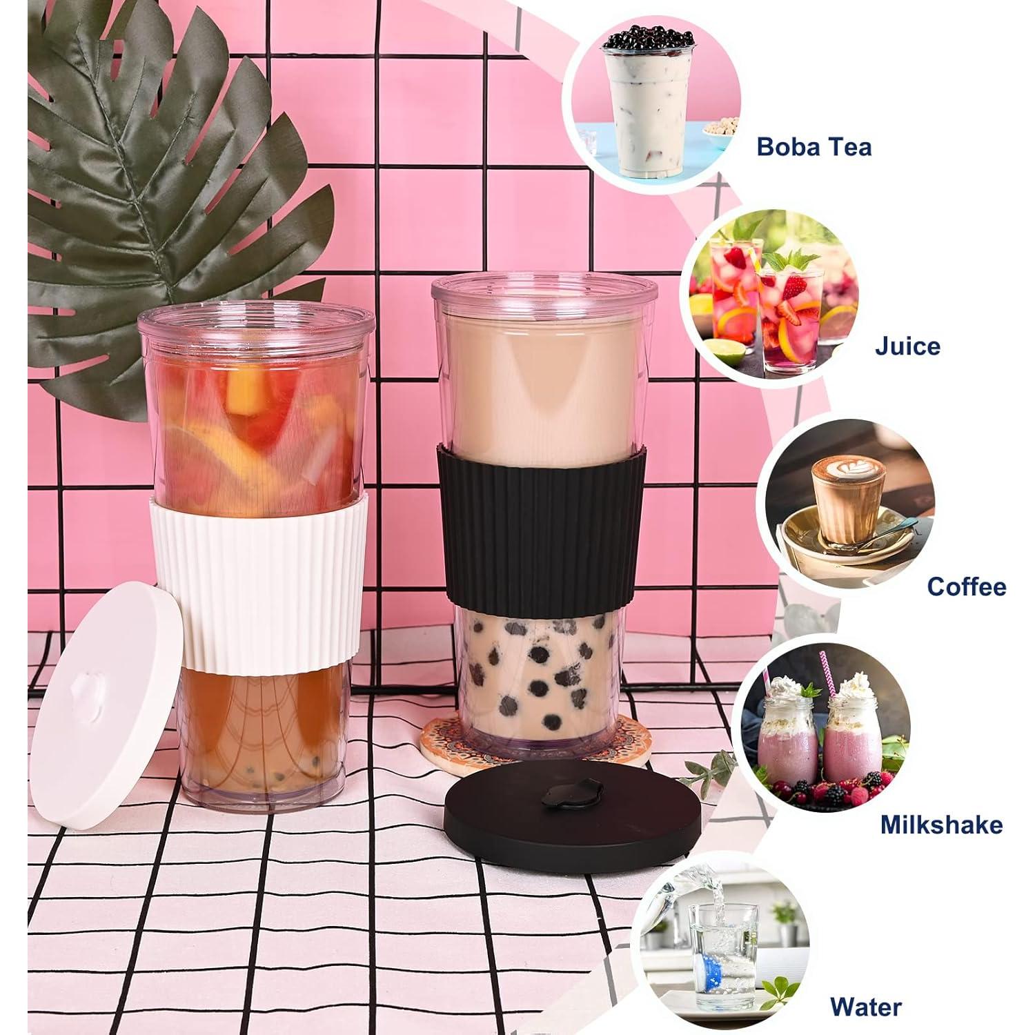 Paquete de 2 Tazas Reutilizables UHAPEER 24oz con Popote