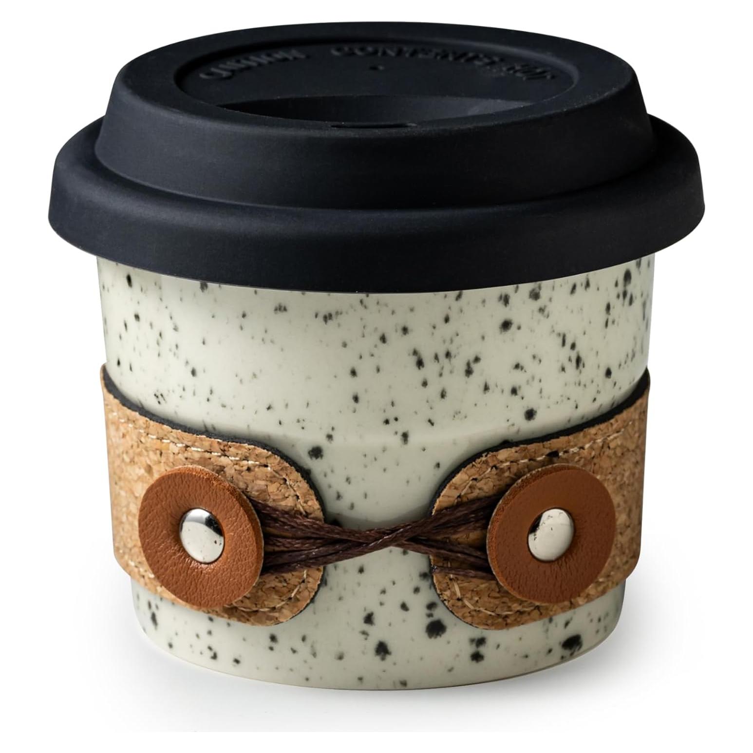 Taza de café de cerámica Cormomu 200ml con tapa a prueba de derrames