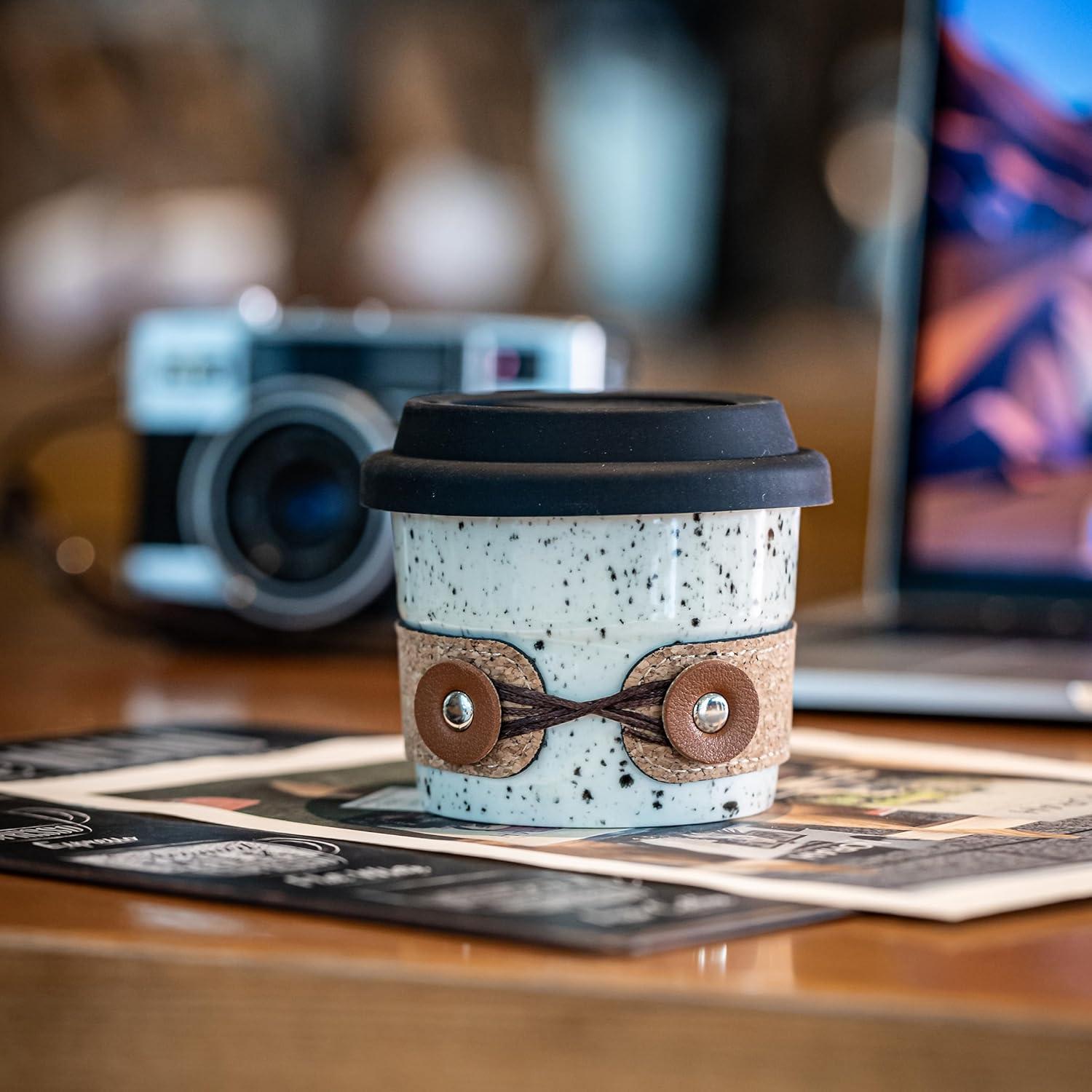 Taza de café de cerámica Cormomu 200ml con tapa a prueba de derrames