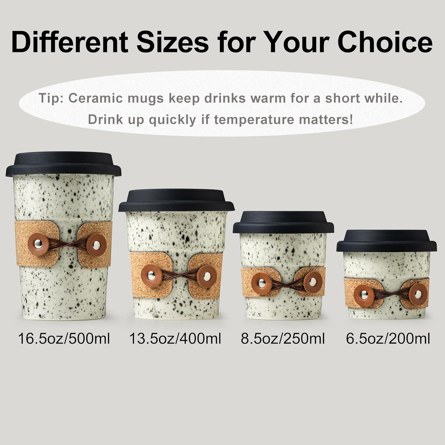 Taza de café de cerámica Cormomu 200ml con tapa a prueba de derrames