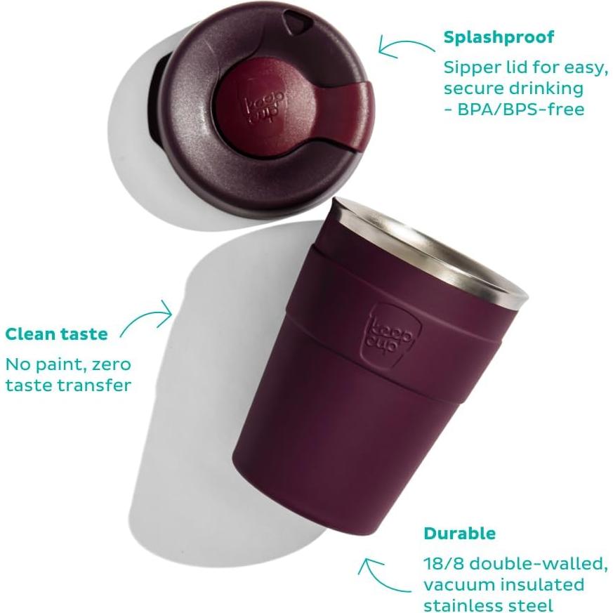 Taza de Café Reutilizable KeepCup 16oz Acero Inoxidable Aislado
