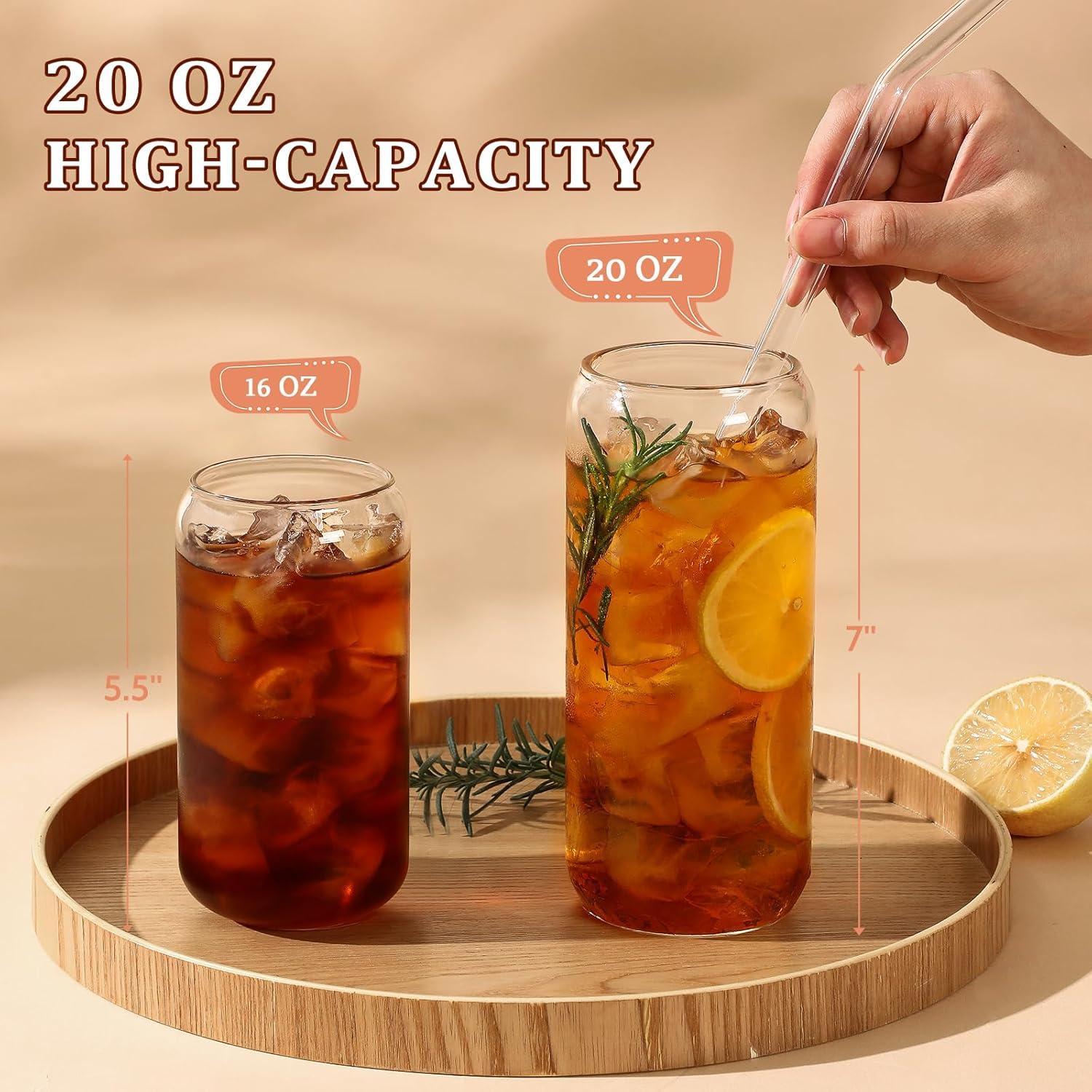 Juego de 2 Vasos de Vidrio VITEVER 20 oz con Tapas de Bambú
