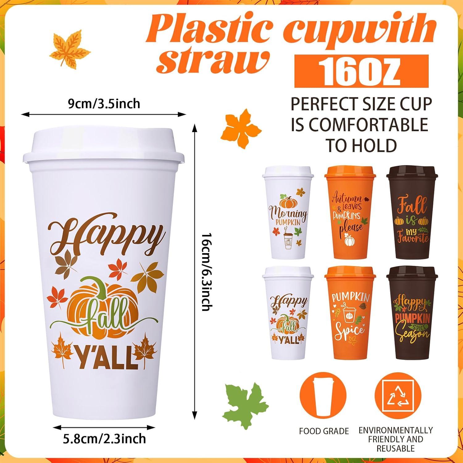 Pack 12 Tazas Reutilizables Pickmesh 0.47 L Otoño con Tapa