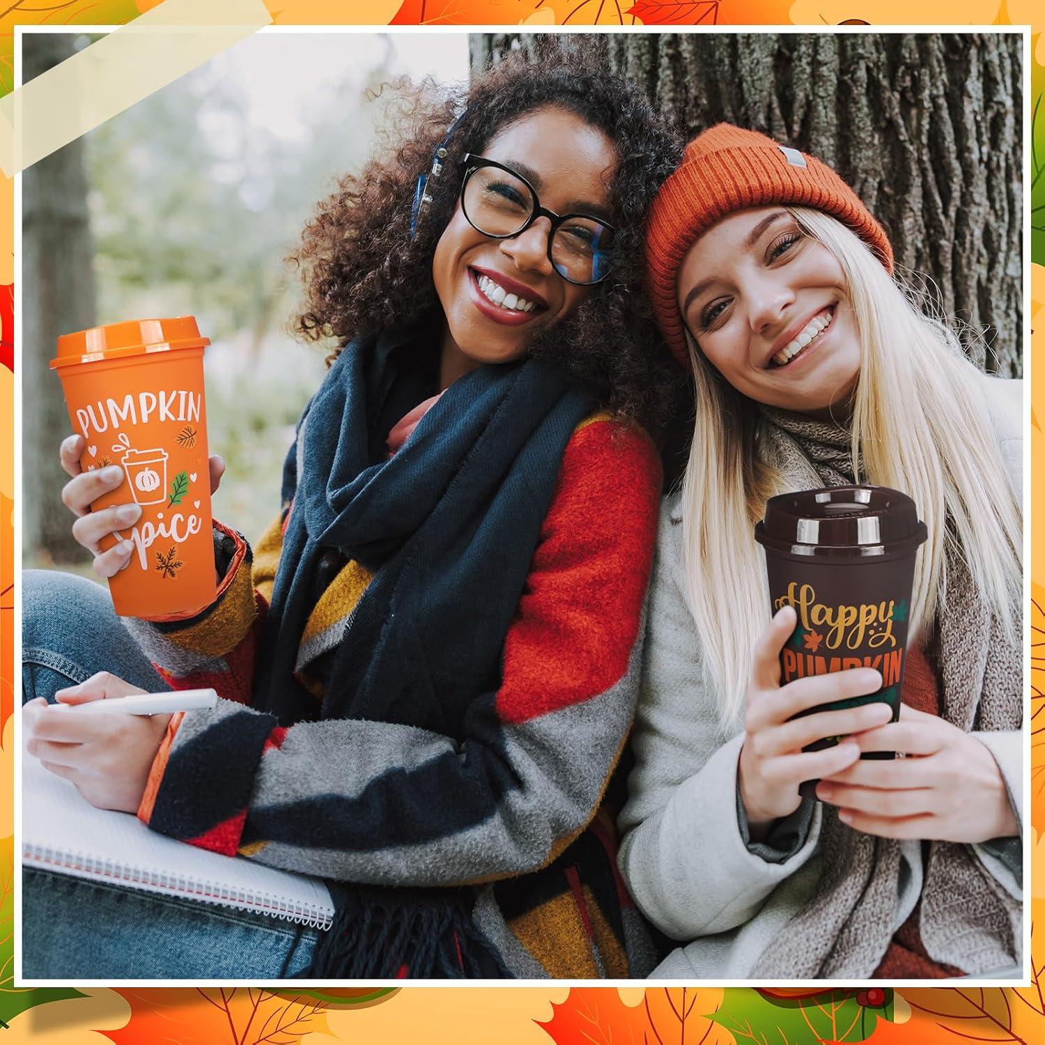 Pack 12 Tazas Reutilizables Pickmesh 0.47 L Otoño con Tapa