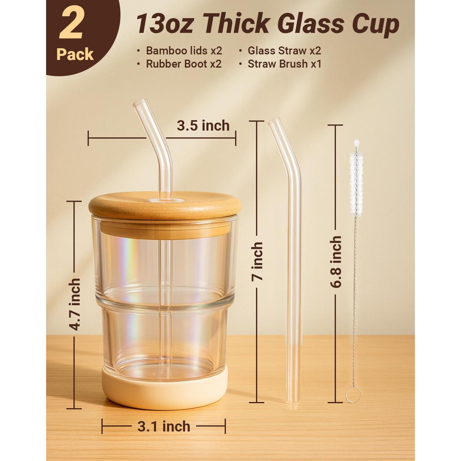Vasos de Café Helado Zukro 384 ml con Tapa de Bambú - Paquete de 2